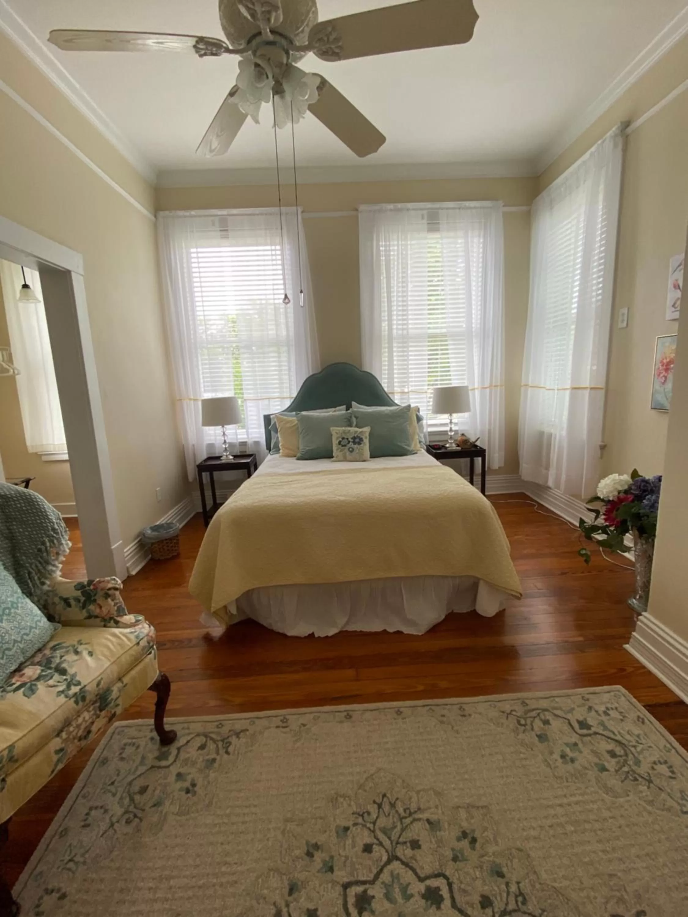 Bed in The King's Daughters B and B on the Bluff overlooking the Mighty Mississippi