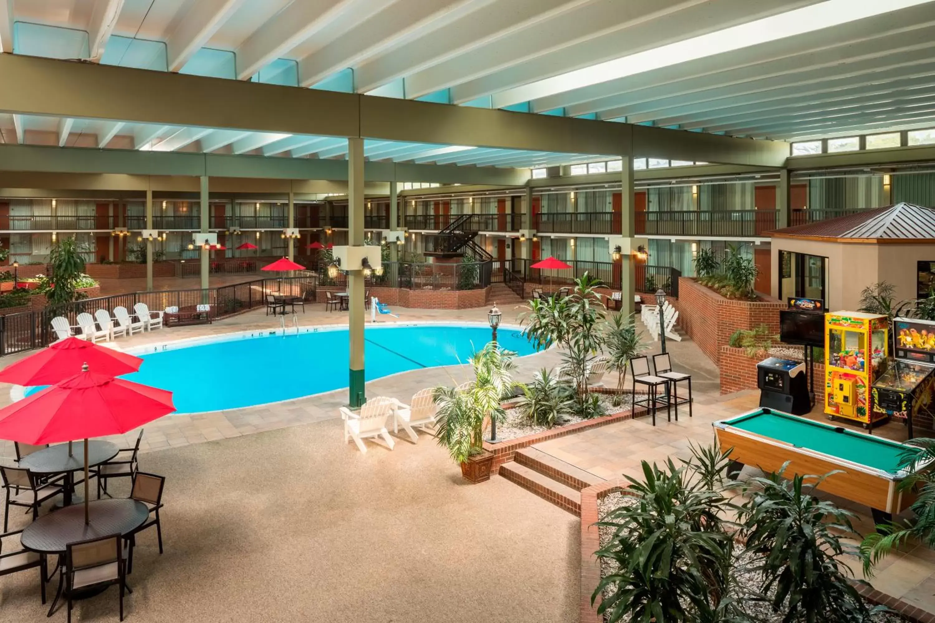 Patio, Swimming Pool in Ramada by Wyndham Indiana