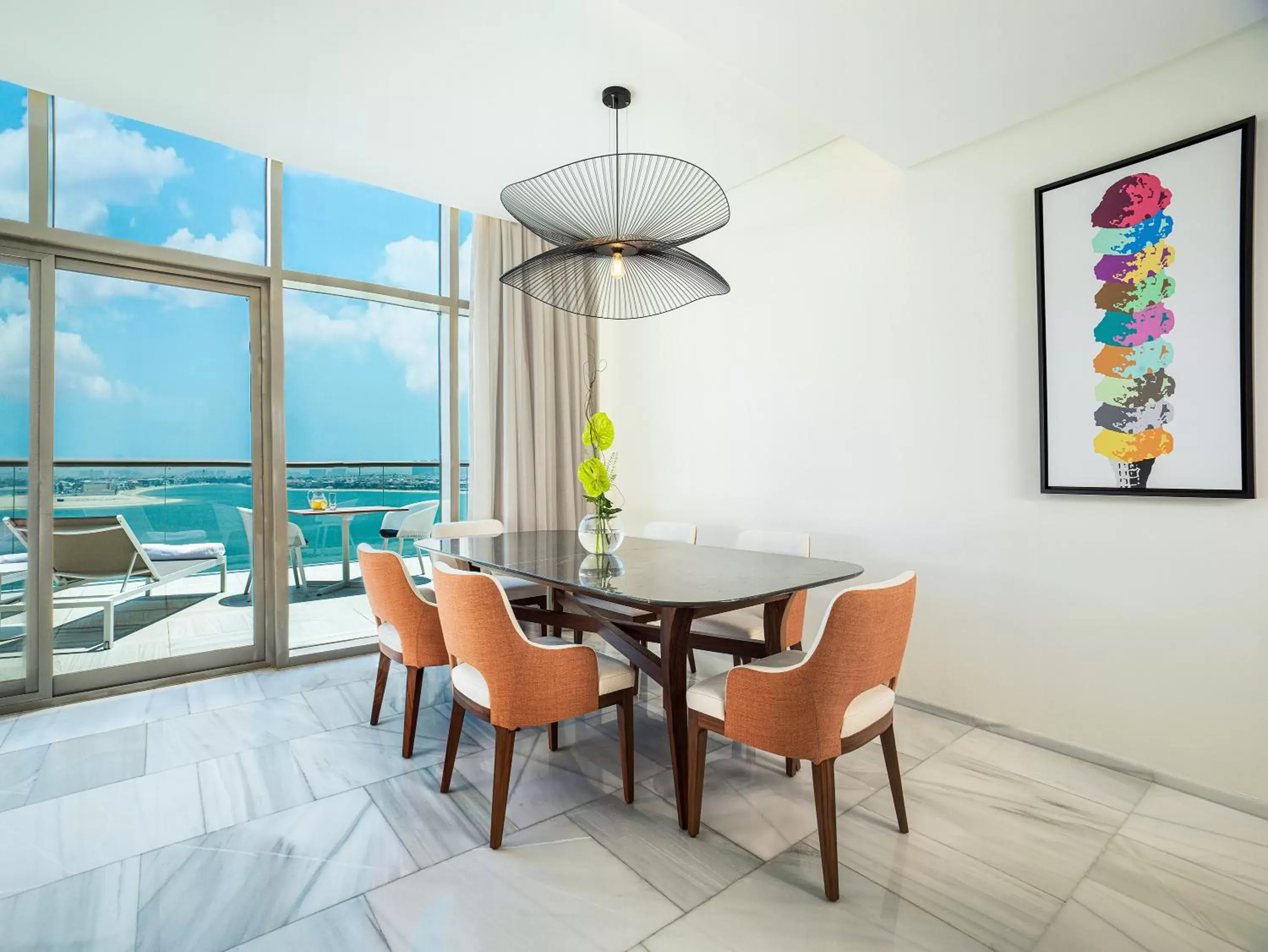 Balcony/Terrace, Dining Area in Th8 Palm Dubai Beach Resort Vignette Collection, an IHG hotel