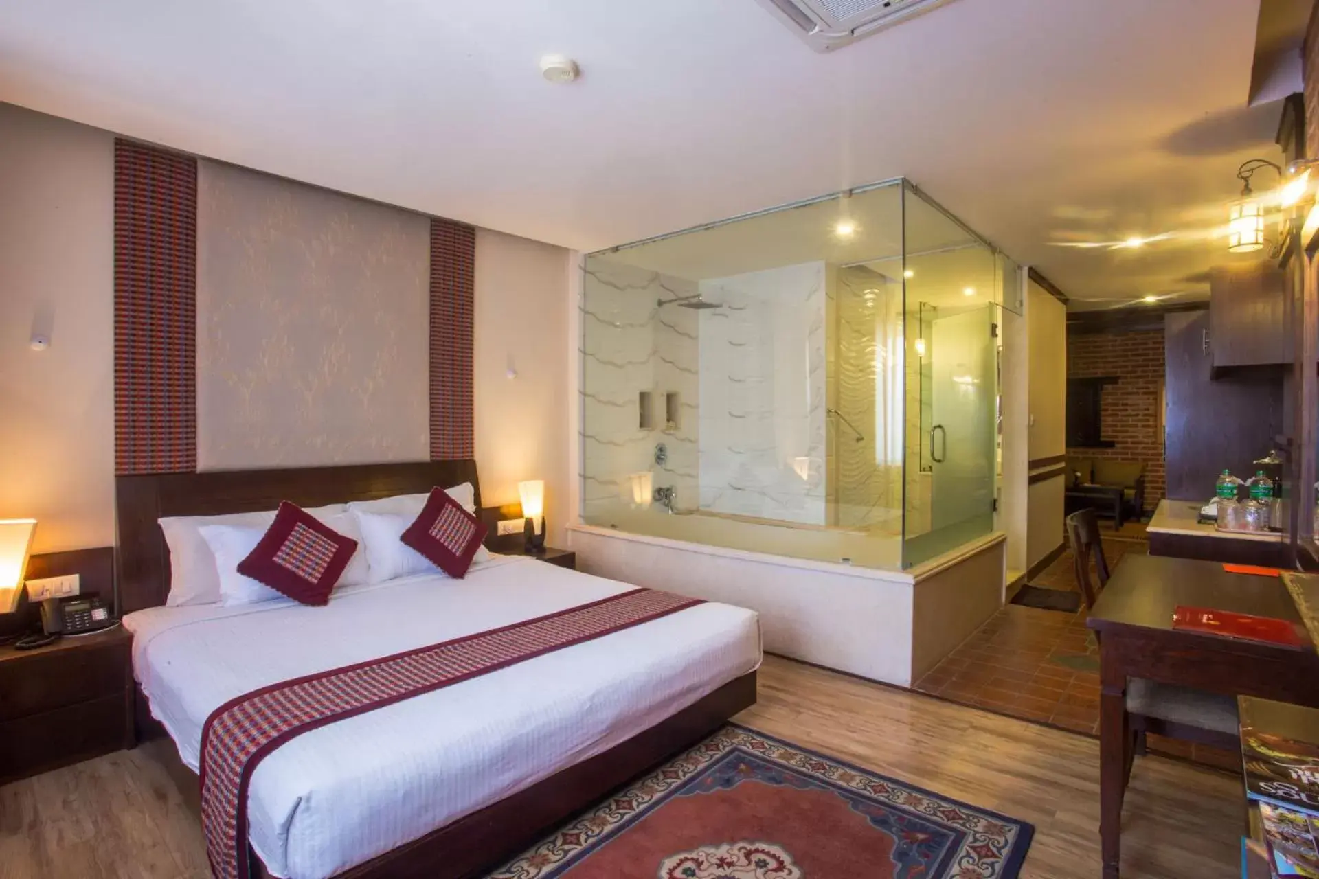 Bathroom, Bed in Hotel Marshyangdi