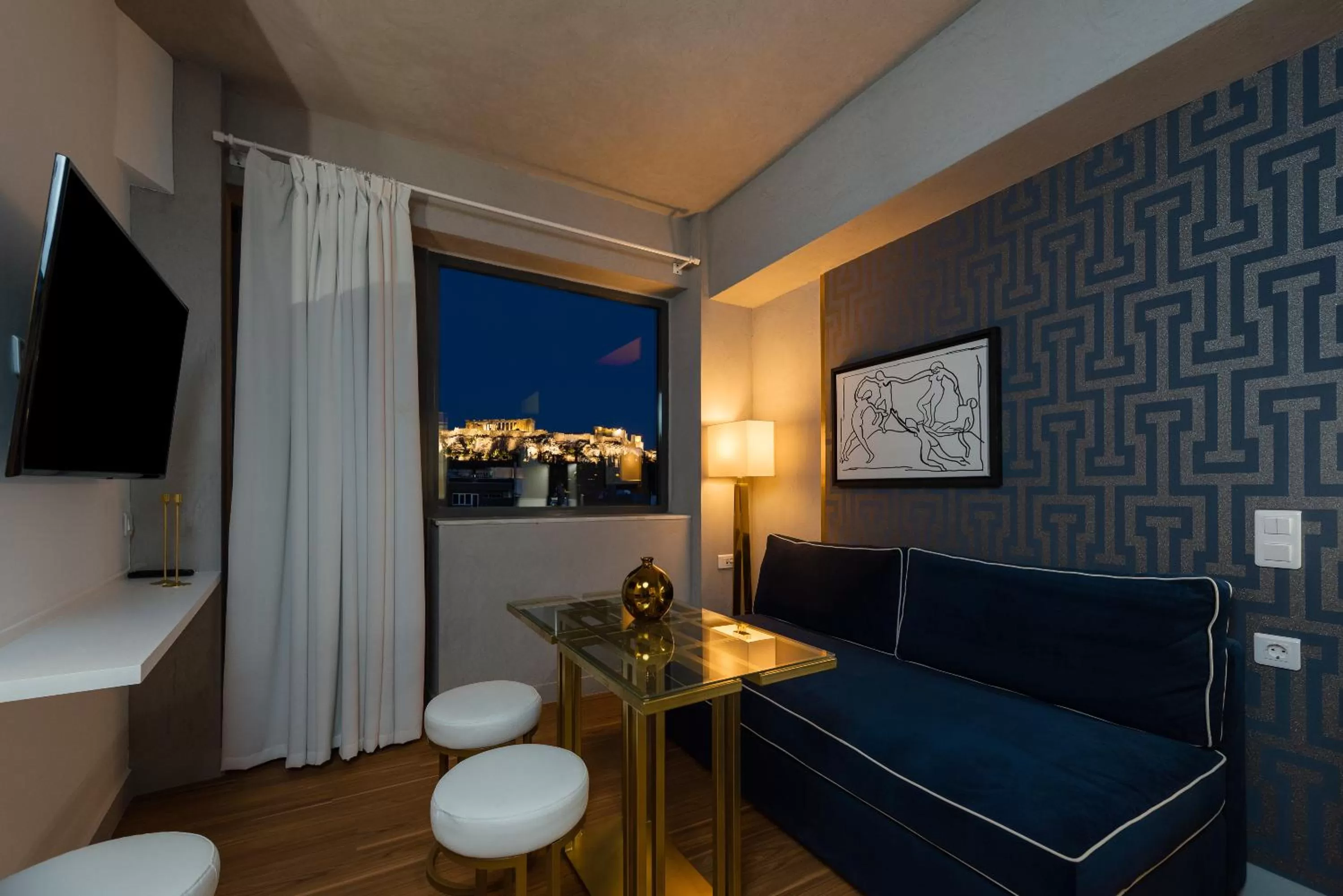 Living room in Downtown Athens Lofts - The Acropolis Observatory