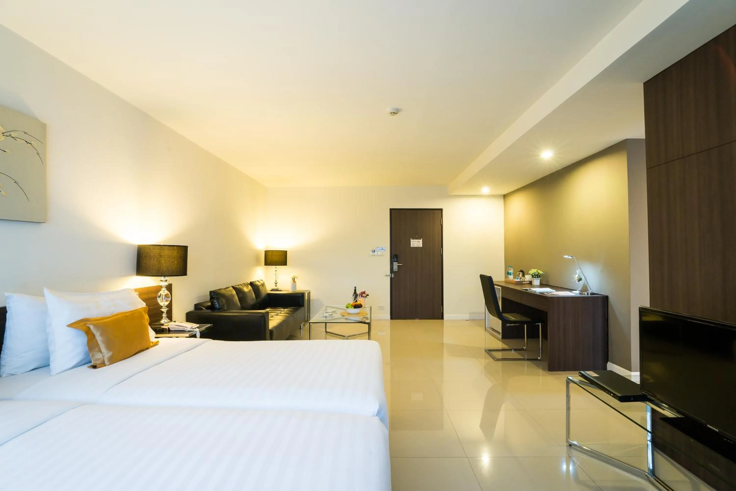 Photo of the whole room, Bed in Beyond Suite