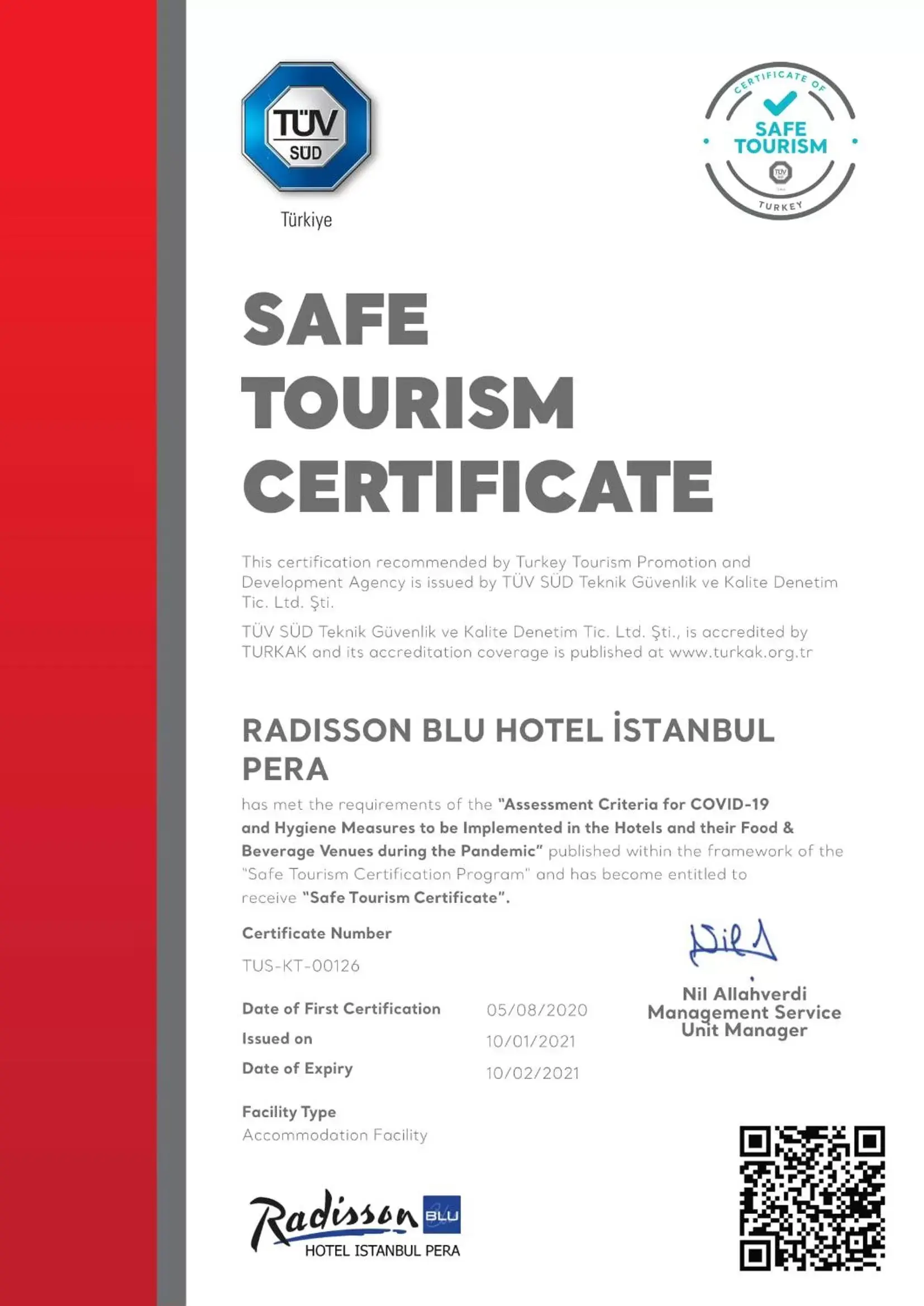 Logo/Certificate/Sign in Radisson Blu Hotel Istanbul Pera