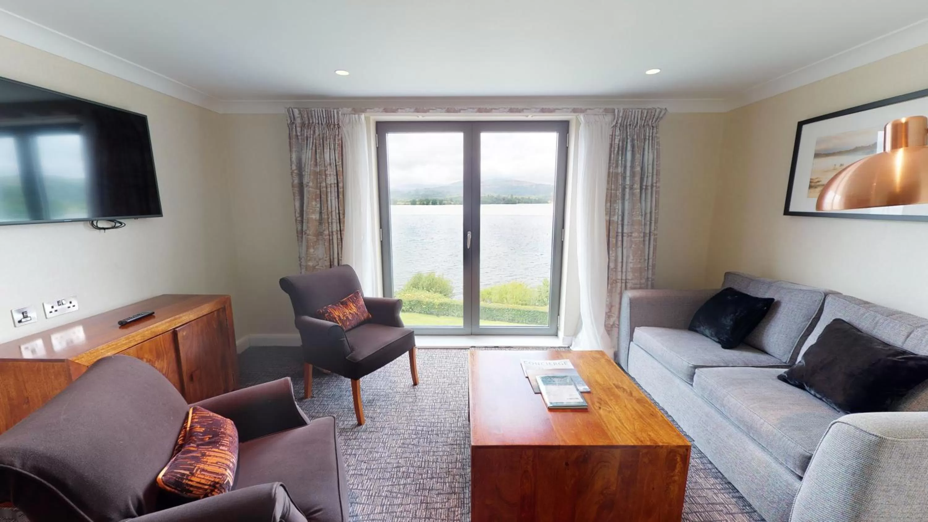 Seating area in Low Wood Bay