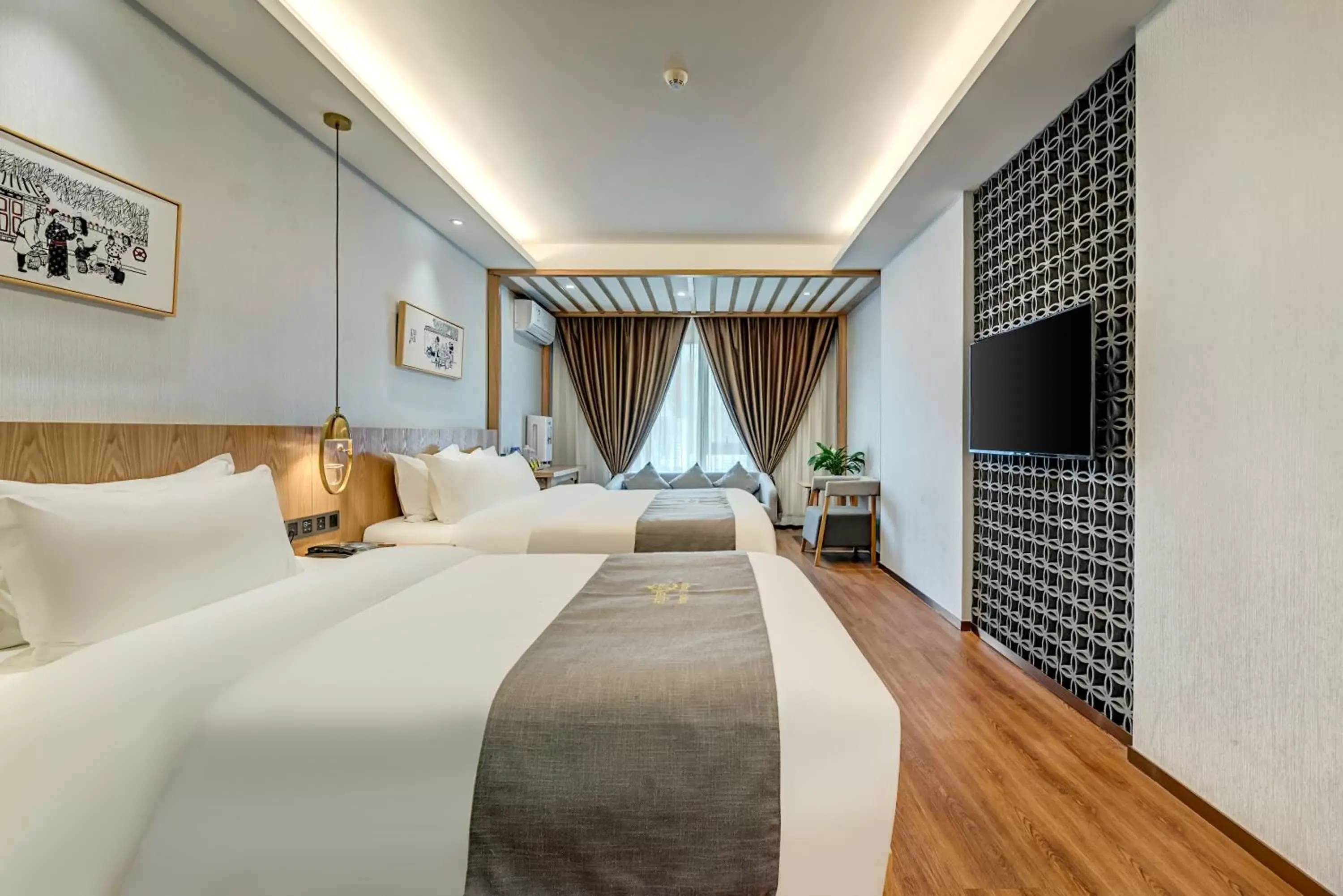Family Room with Private Bathroom in Happy Dragon Saga Hotel with terrace Beijing Forbidden City Wang Fu Jing Street Family Room with Private Bathroom in Happy Dragon Saga Hotel with terrace Beijing Forbidden City Wang Fu Jing Street