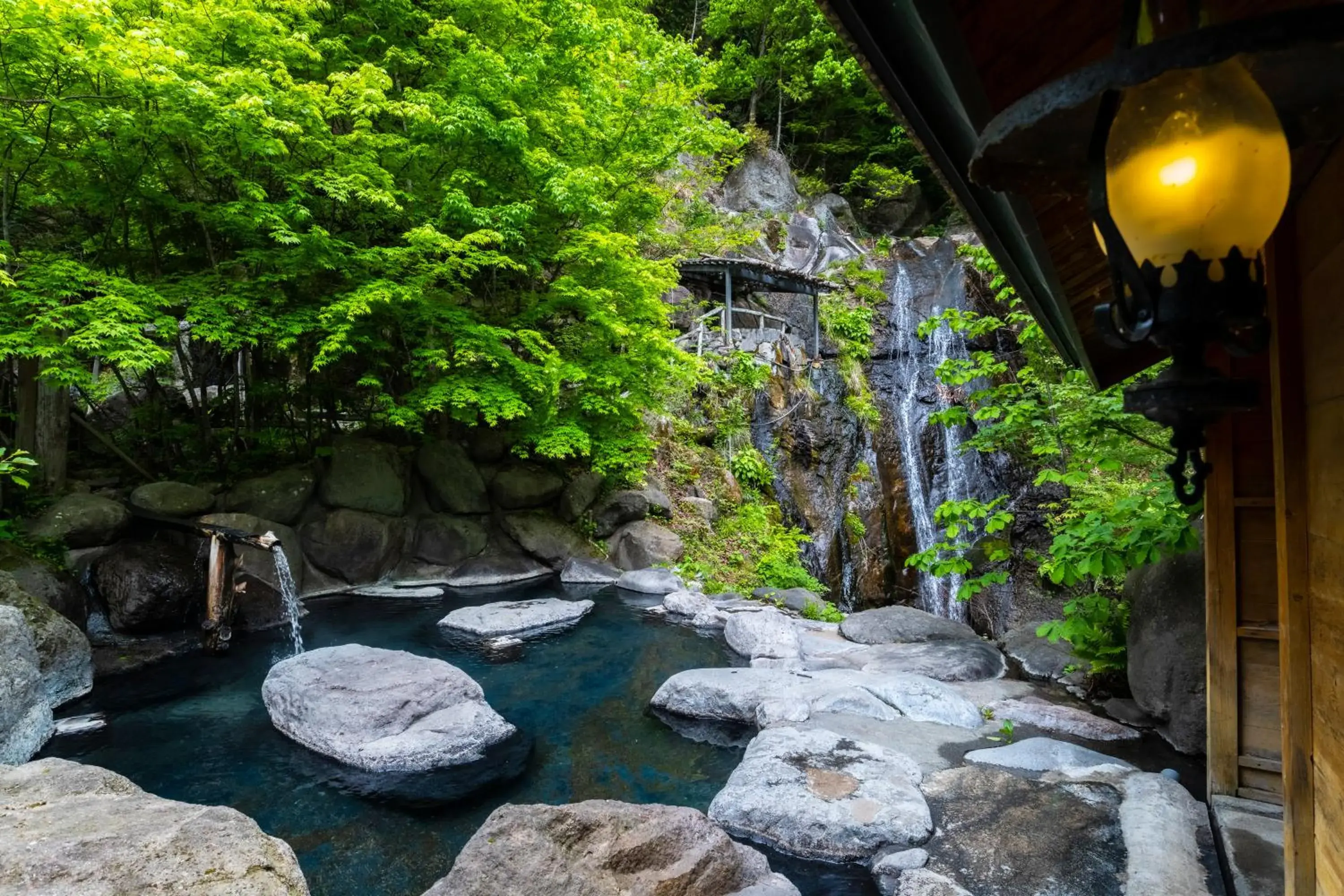 Open Air Bath in Hatcho no Yu Hot Spring Ryokan