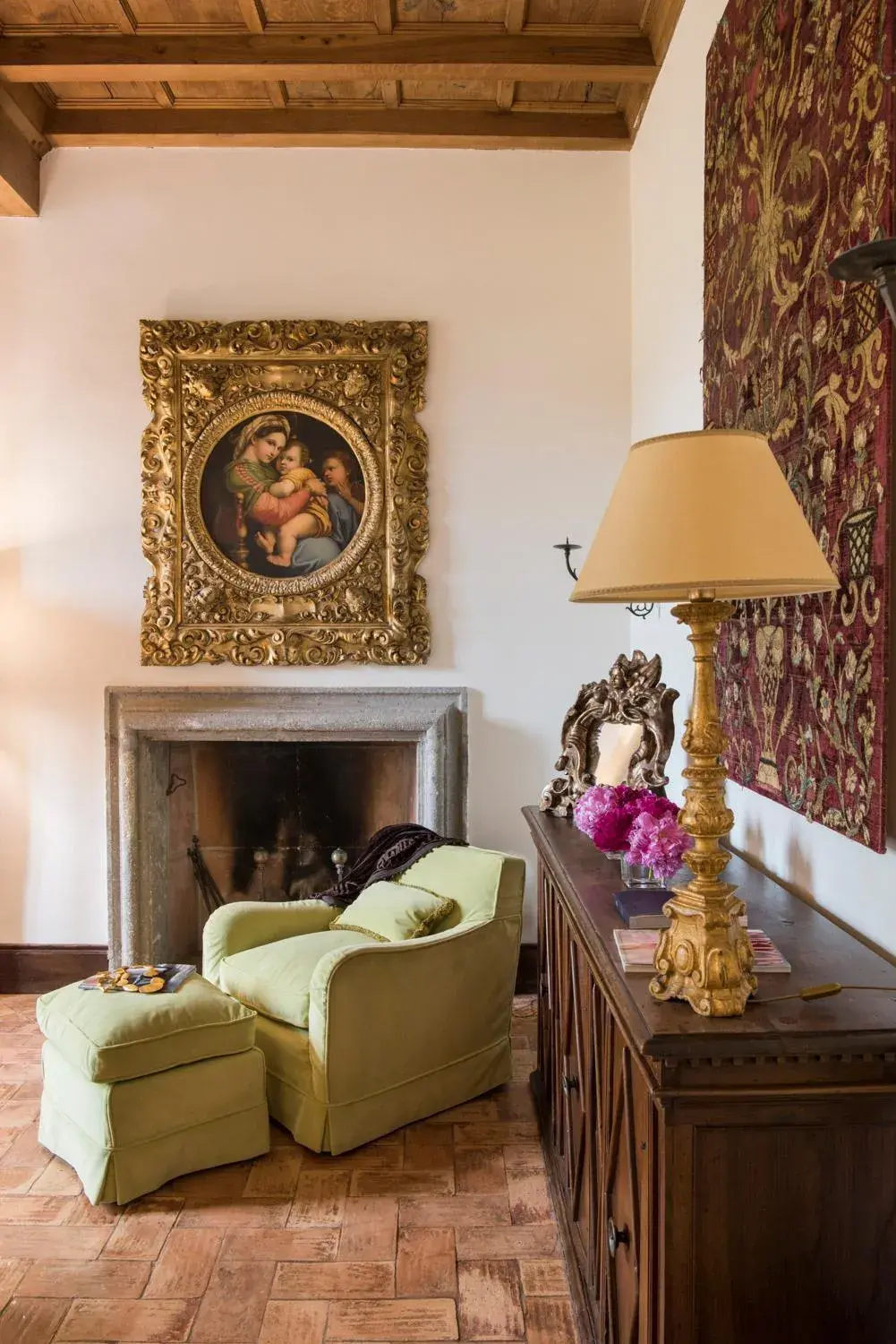 Decorative detail, Seating Area in La Posta Vecchia Hotel