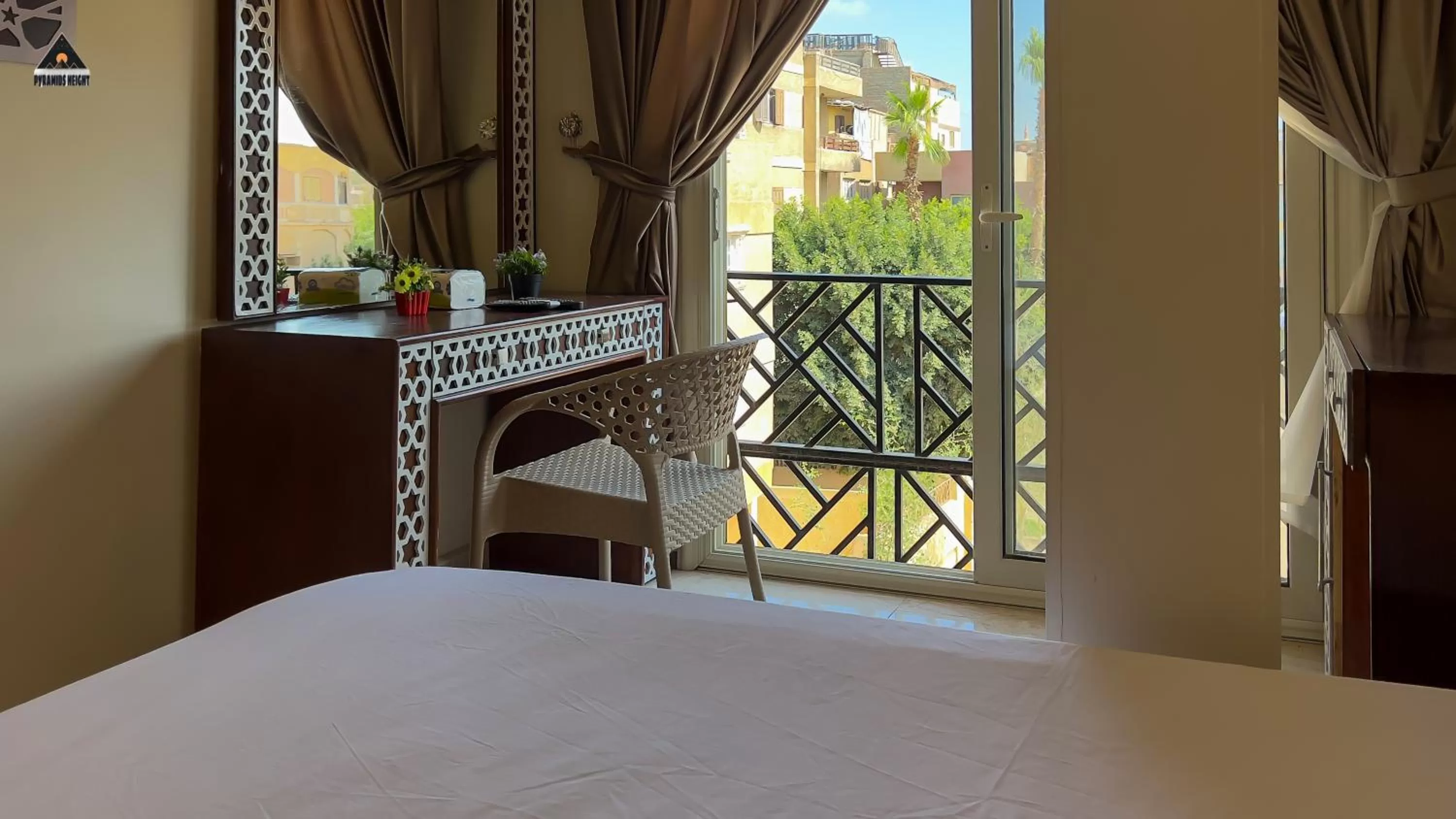 View (from property/room), Bed in Pyramids Height Hotel & Pyramids Master Scene Rooftop