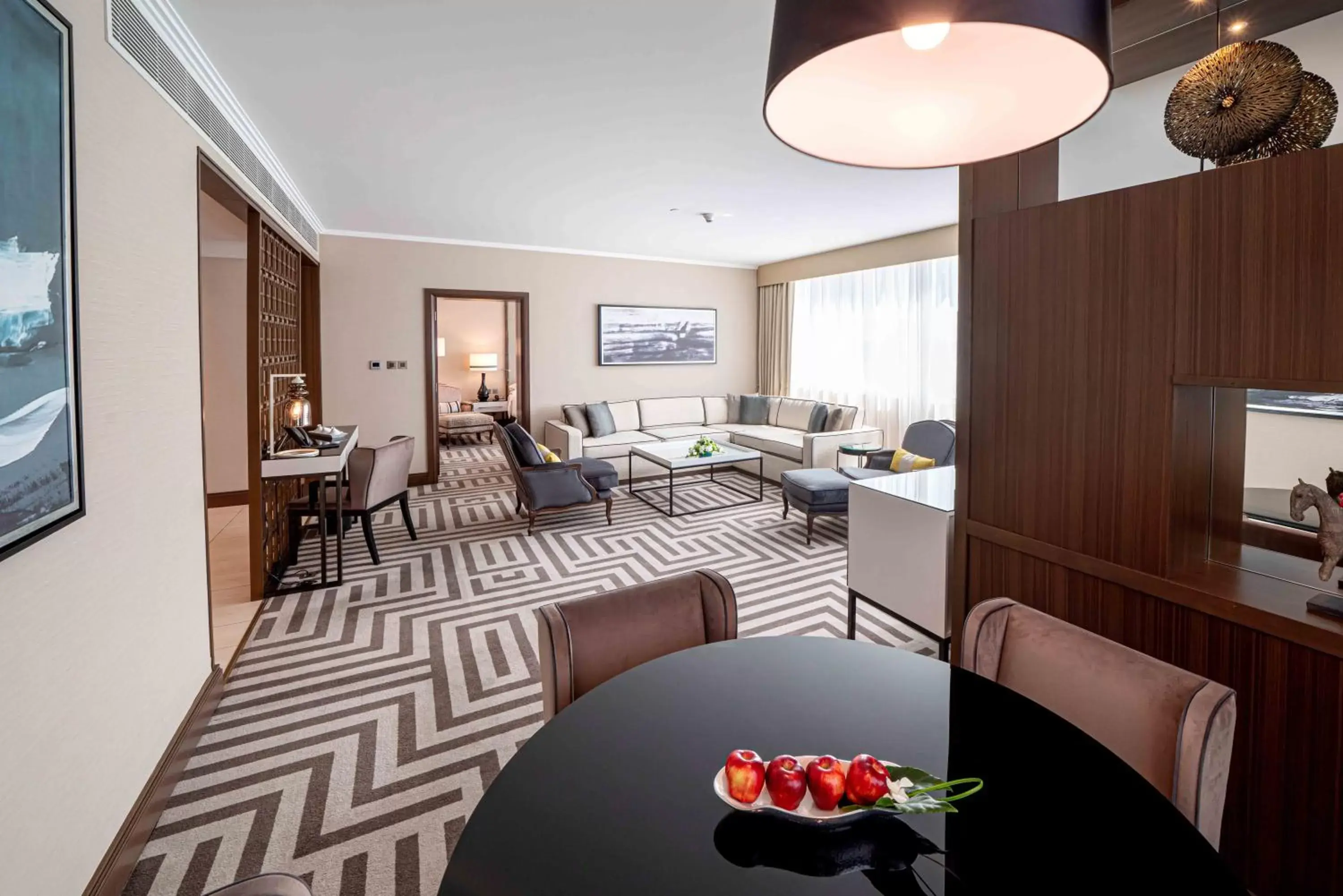 Living room, Dining Area in Al Maha Arjaan by Rotana