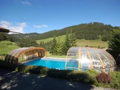 Pool View in Hôtel Chalet Alpage