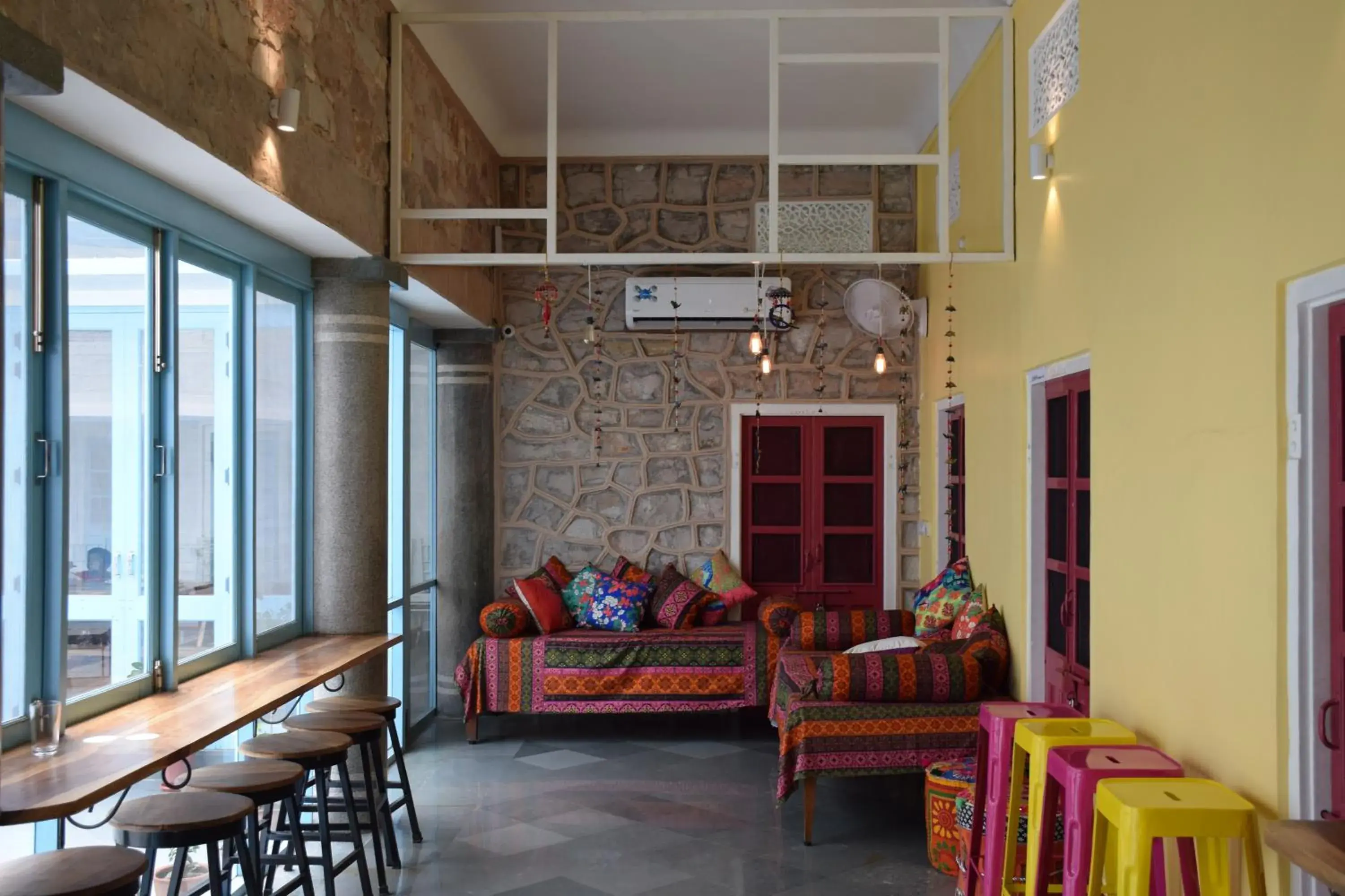 People, Seating Area in Jaipur Jantar Hostel