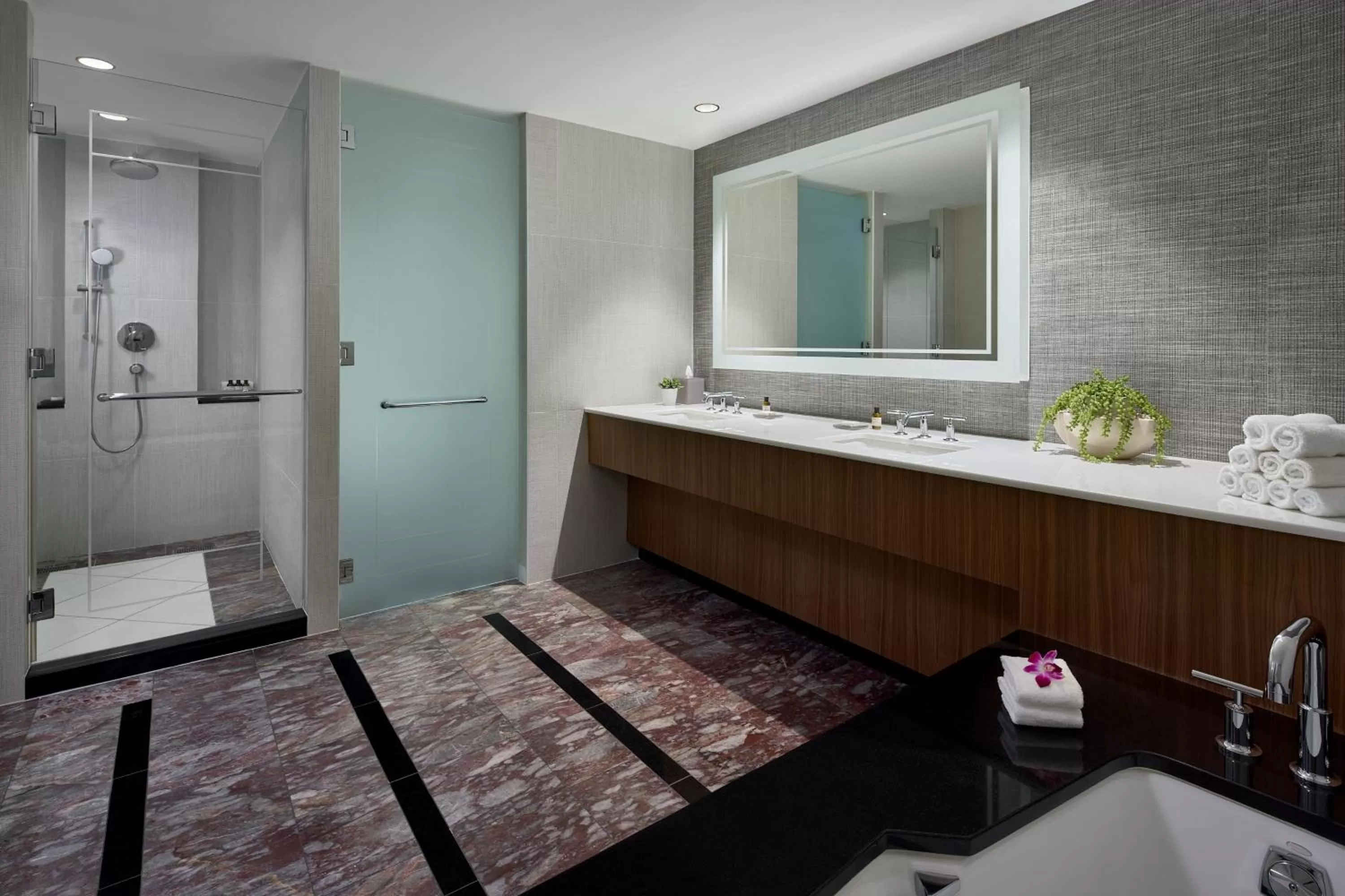 Bathroom, Bed in The Opus Westchester, Autograph Collection