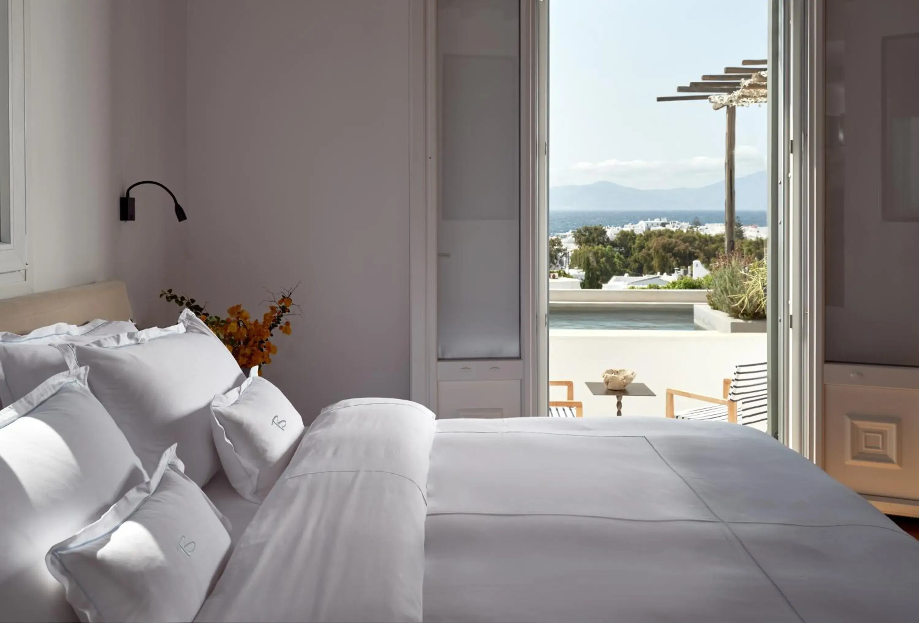 Bed in Belvedere Mykonos - Main Hotel