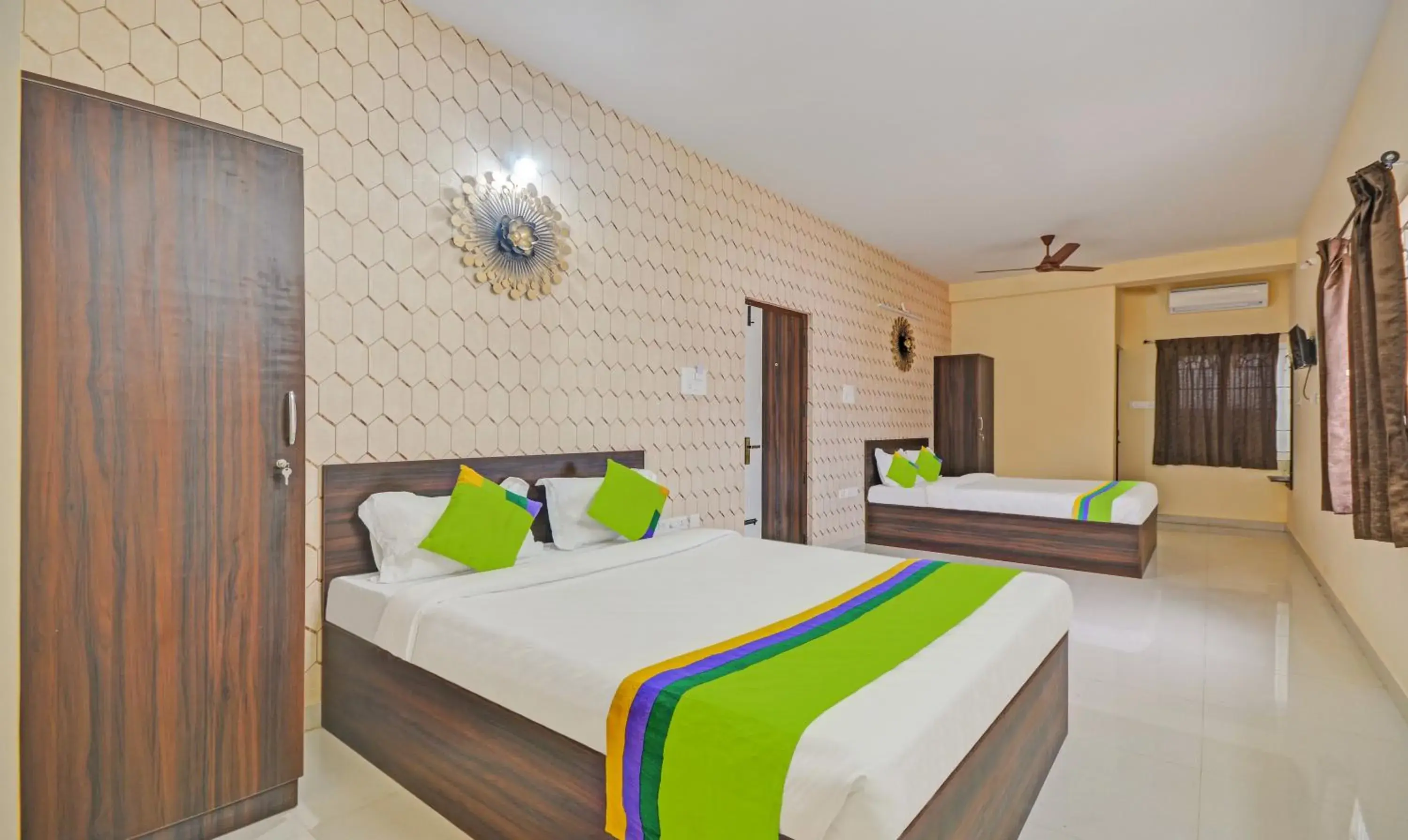 Bedroom, Bed in Treebo Trend Everest Residency Tidel Park