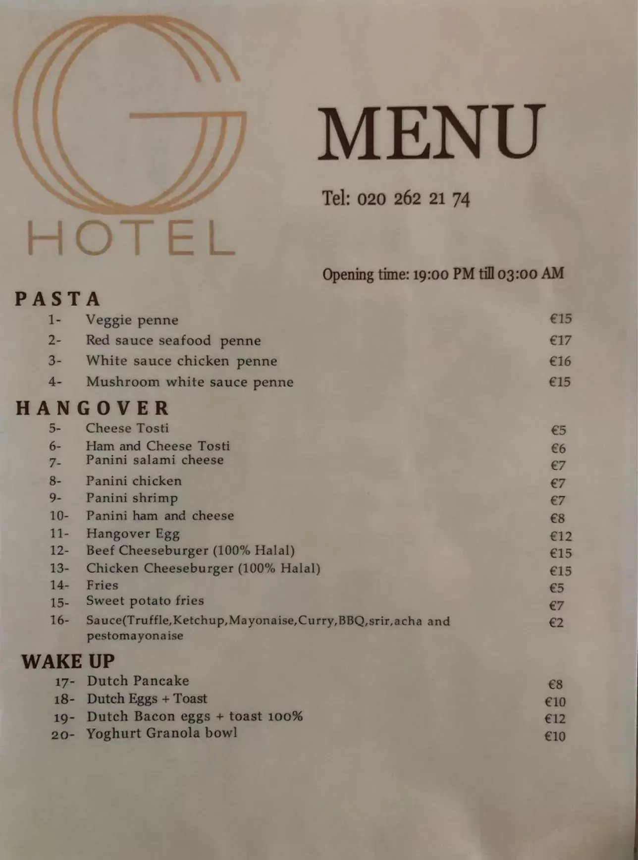 Restaurant/places to eat in G Experience Hotel