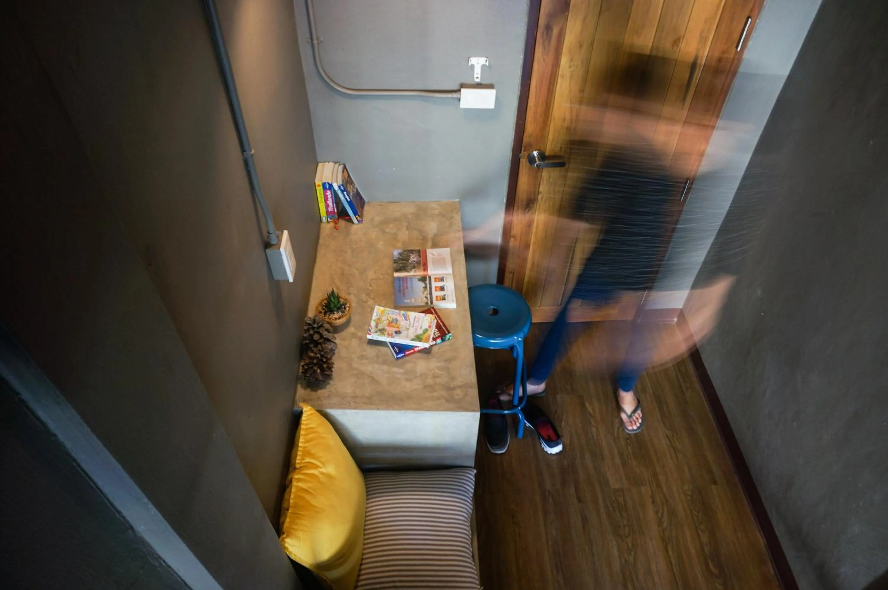 Seating area in In a Box Hostel