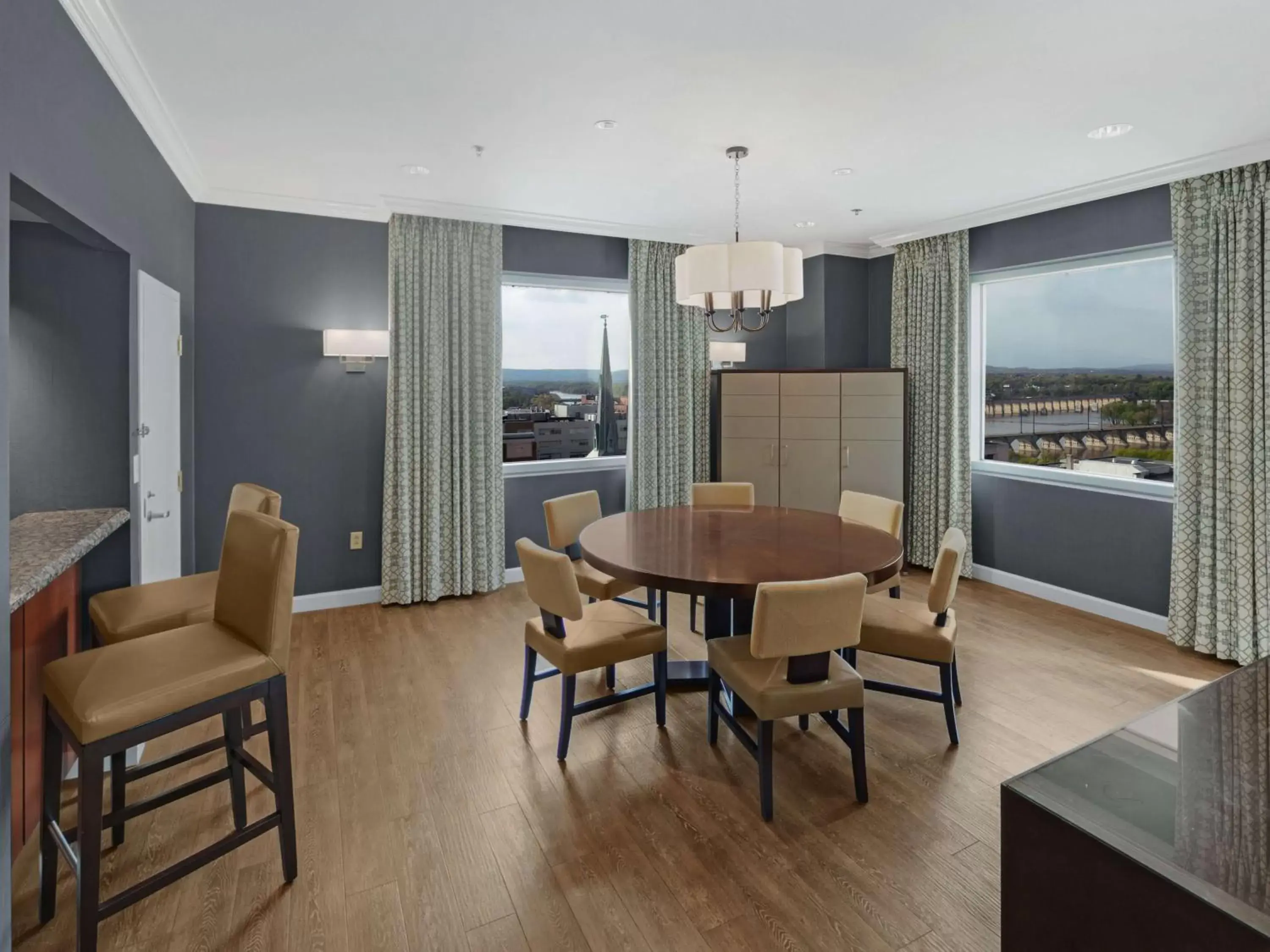 Living room, Dining Area in Hilton Harrisburg near Hershey Park