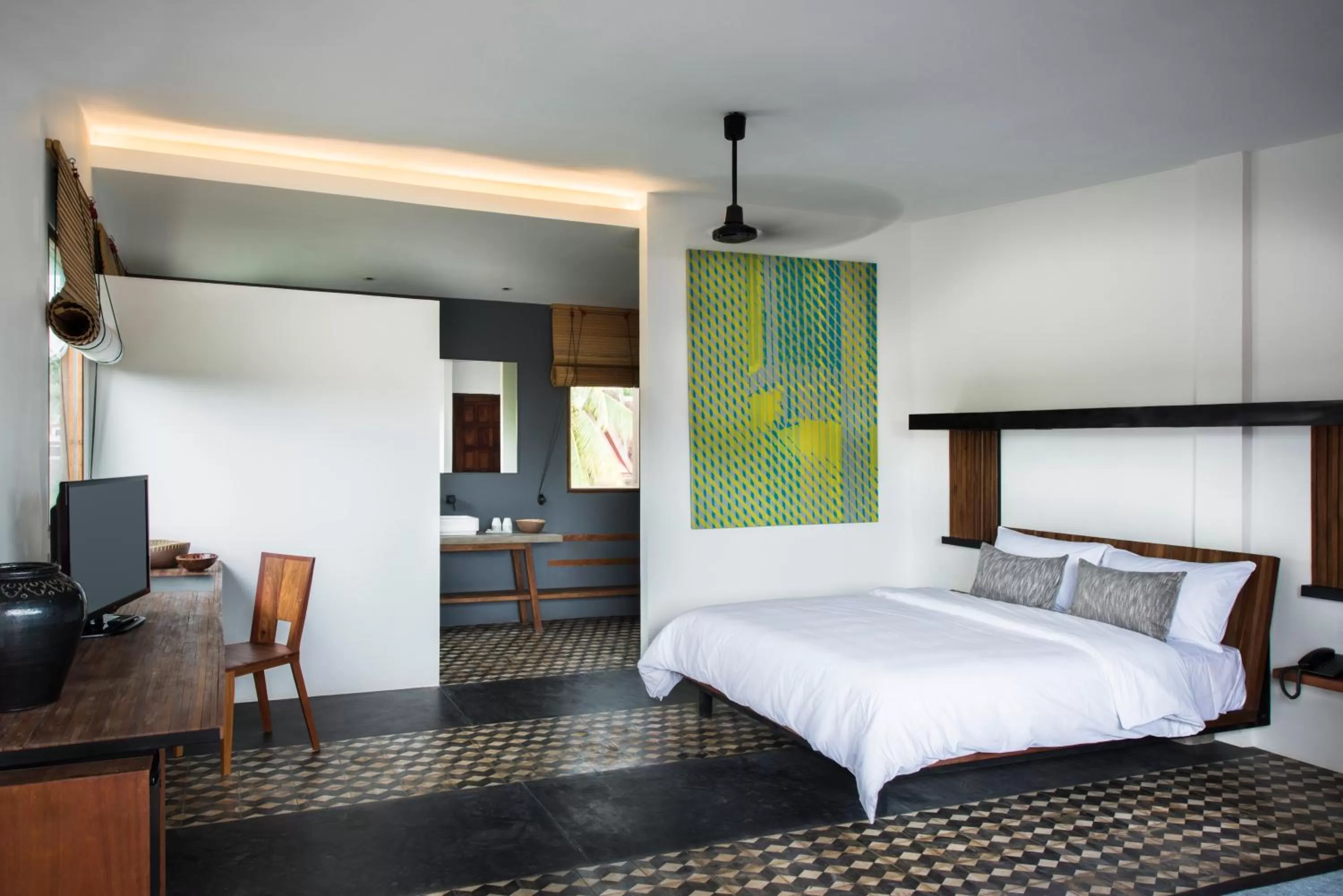 Decorative detail, Bed in Pages Rooms Hotel