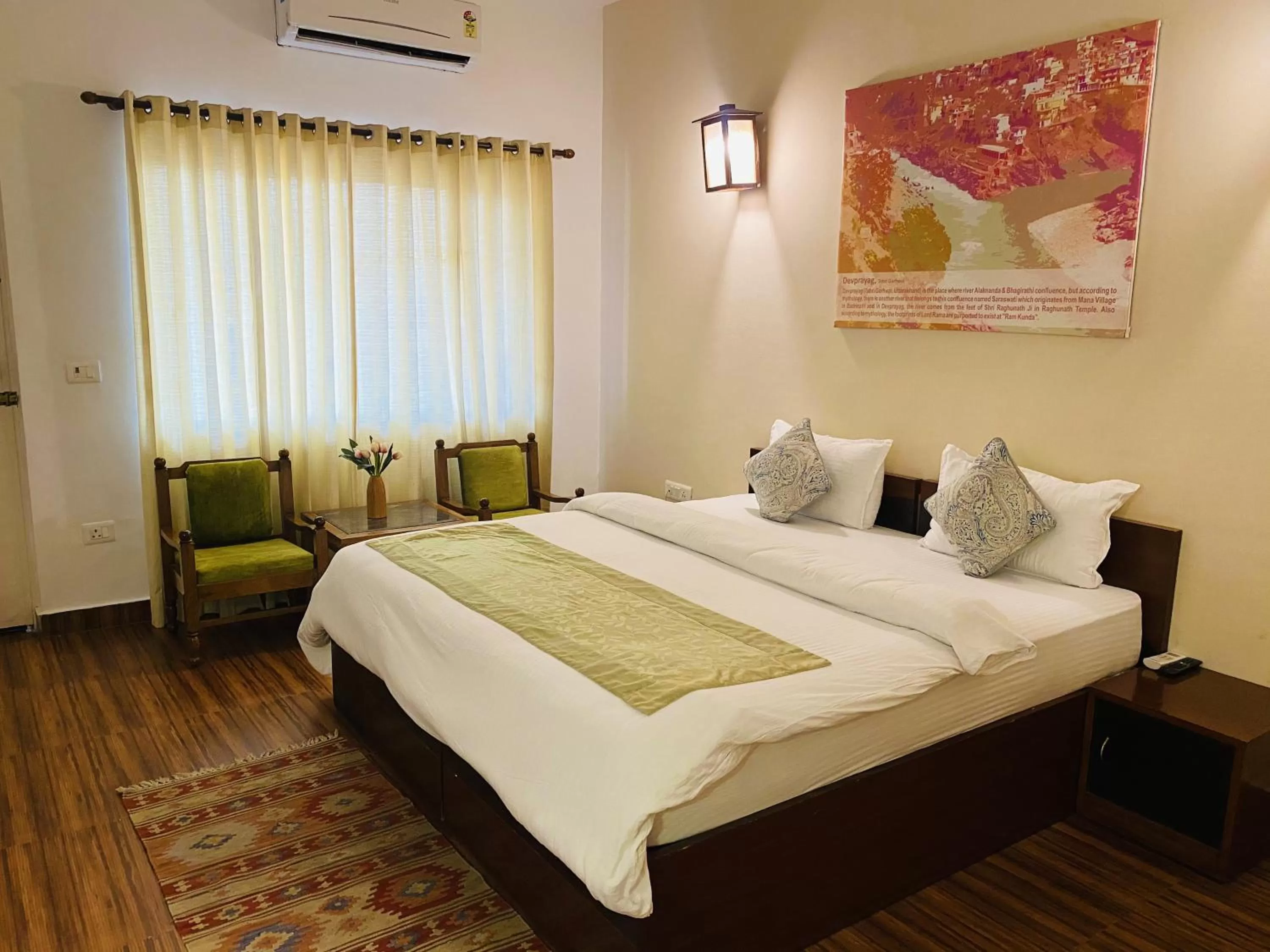 Bed in Sanskriti Vedic Retreat