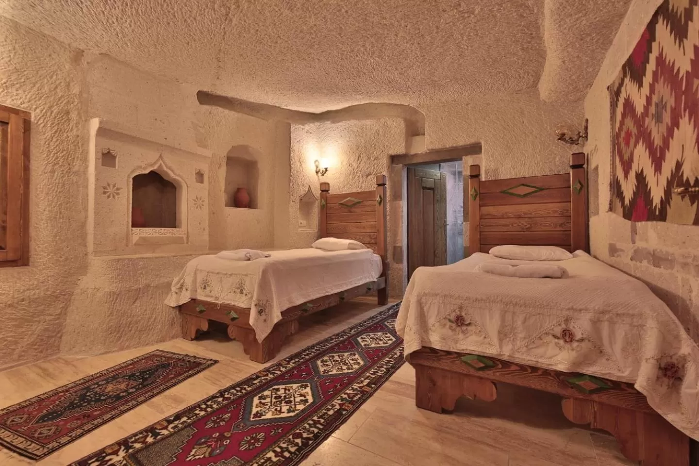 Bedroom, Bed in Local Cave House