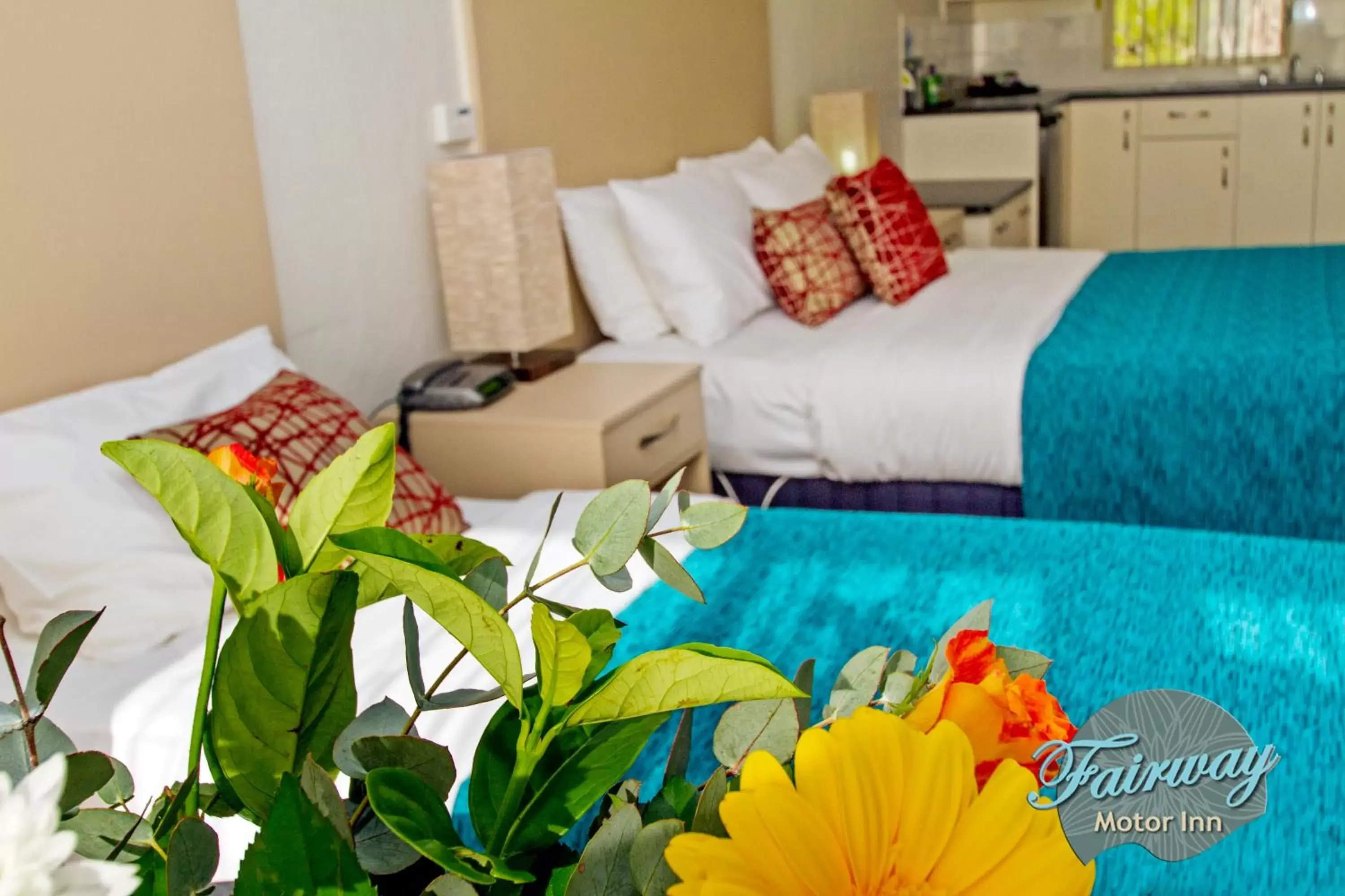 Decorative detail, Bed in Fairway Motor Inn Decorative detail, Bed in Fairway Motor Inn