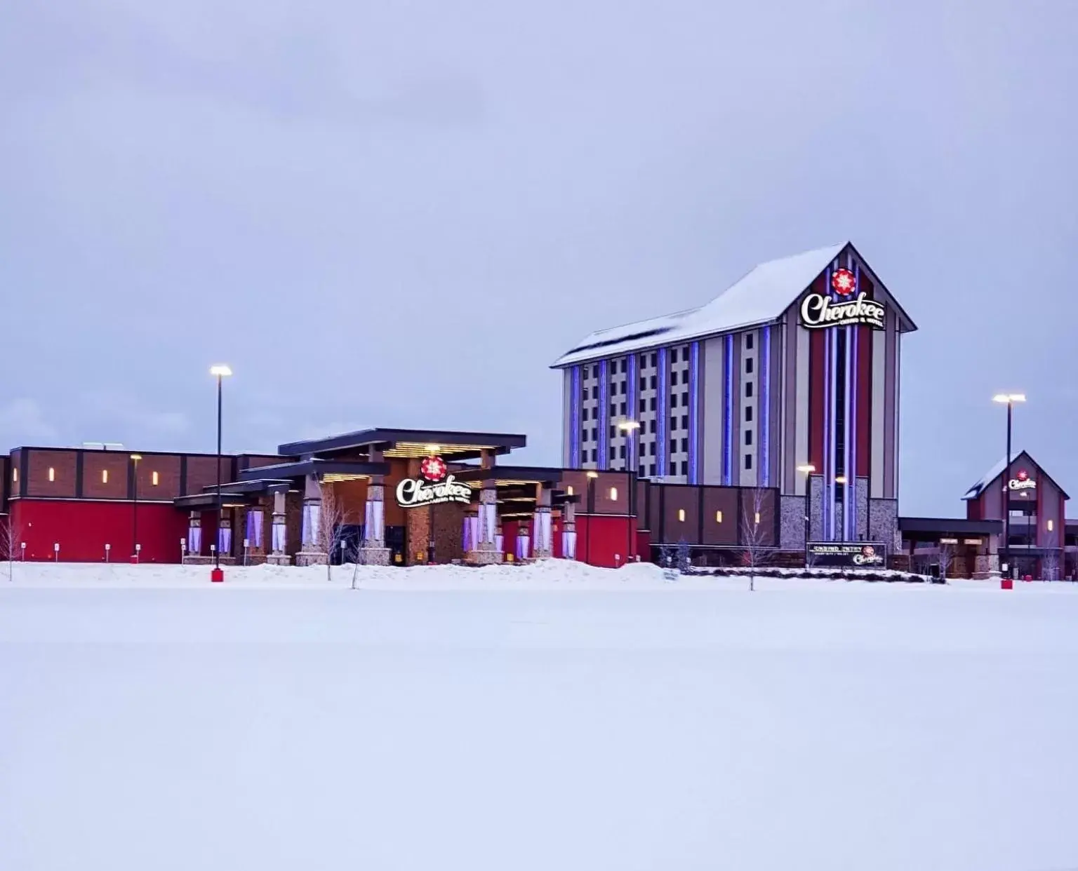 Property building, Winter in Cherokee Casino Hotel Roland