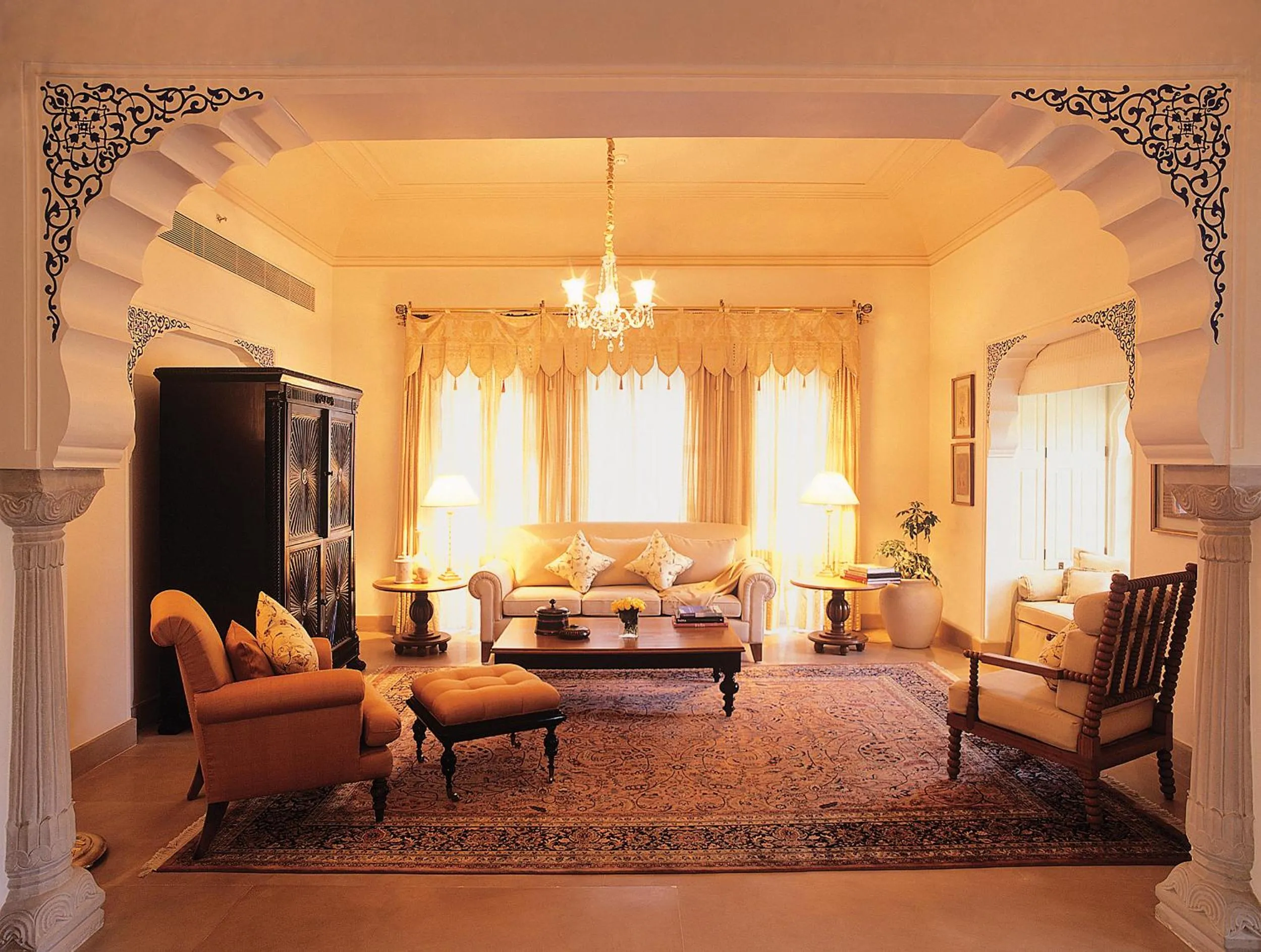 Living room, Bed in The Oberoi Rajvilas Jaipur
