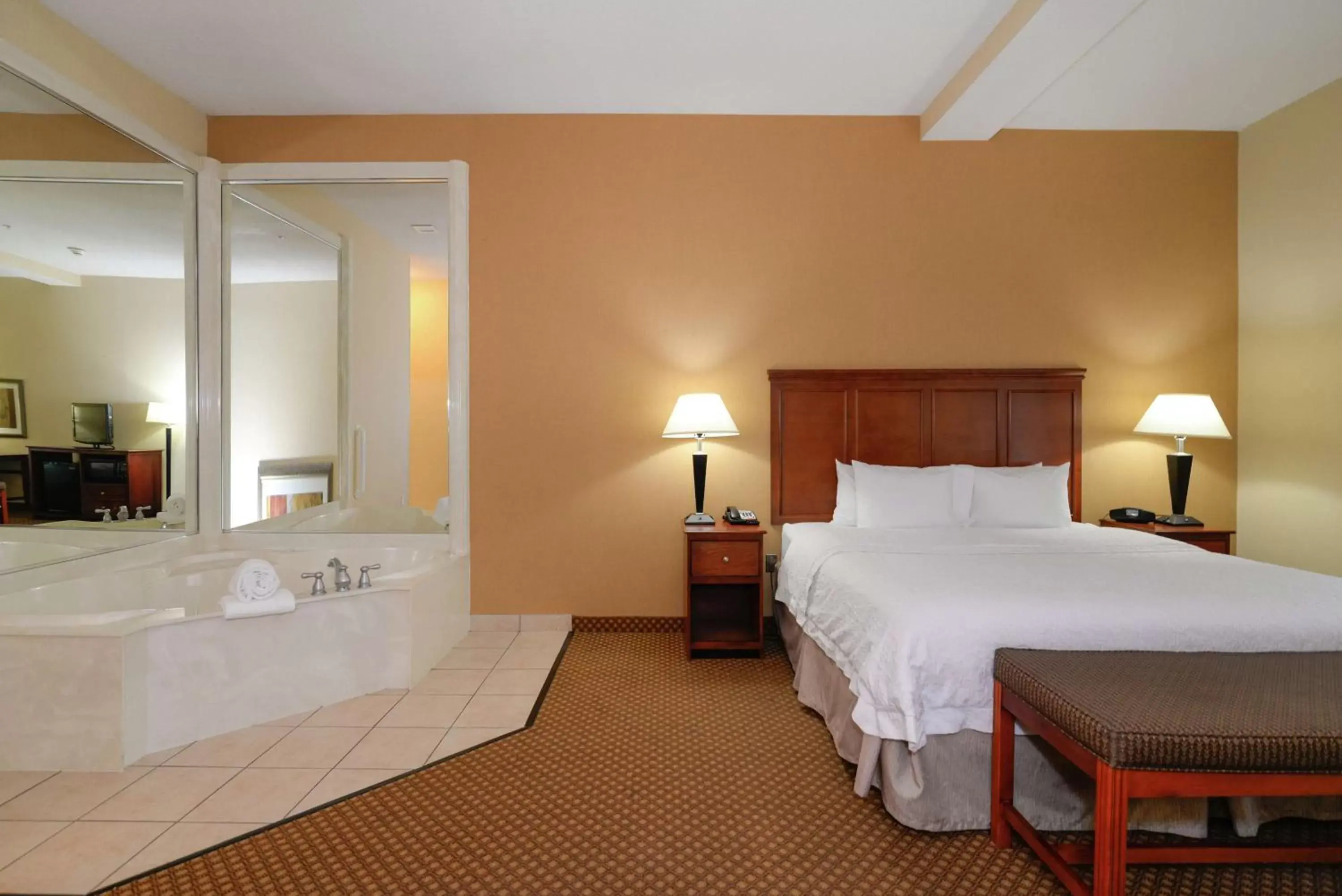 Bathroom, Bed in Hampton Inn & Suites Detroit/Chesterfield