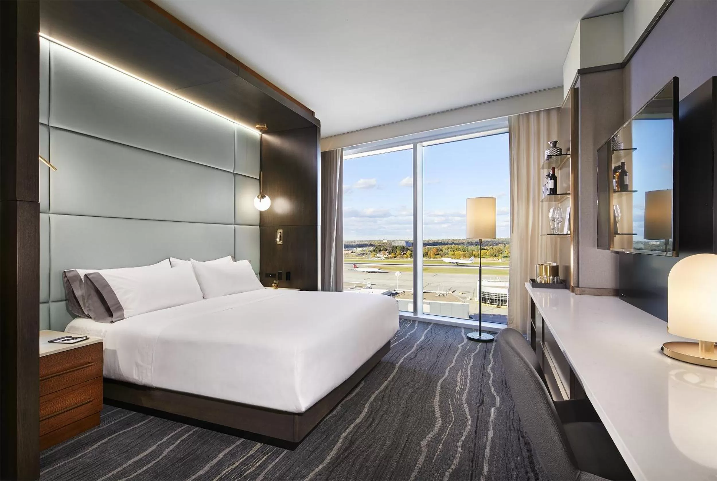 View (from property/room), Bed in InterContinental Minneapolis - St. Paul Airport by IHG