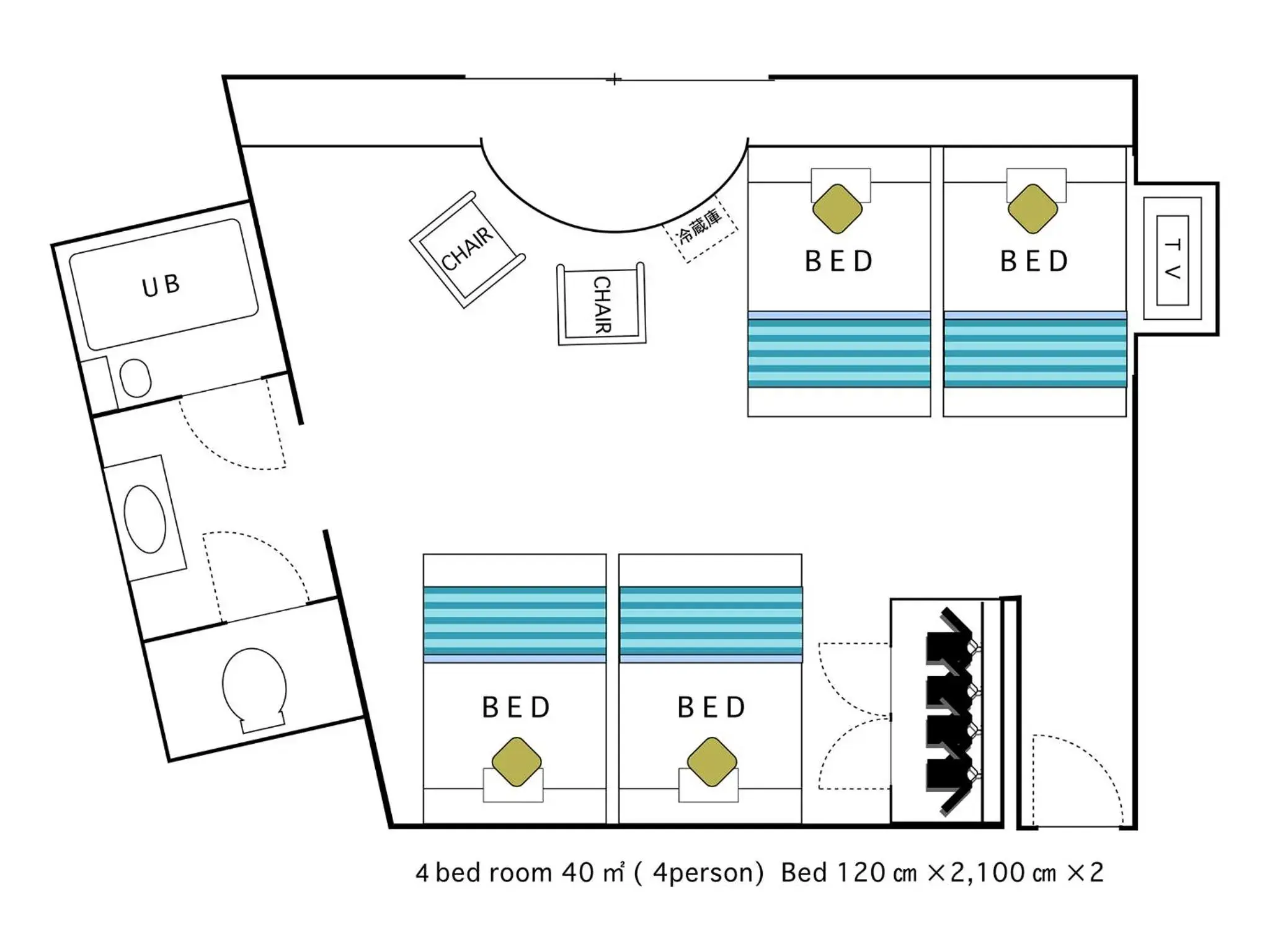 Bedroom, Floor Plan in Hotel AreaOne Sakaiminato Marina