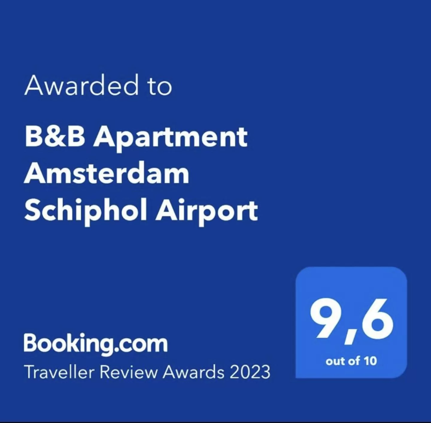 Certificate/Award, Logo/Certificate/Sign/Award in B&B Apartment Amsterdam Schiphol Airport