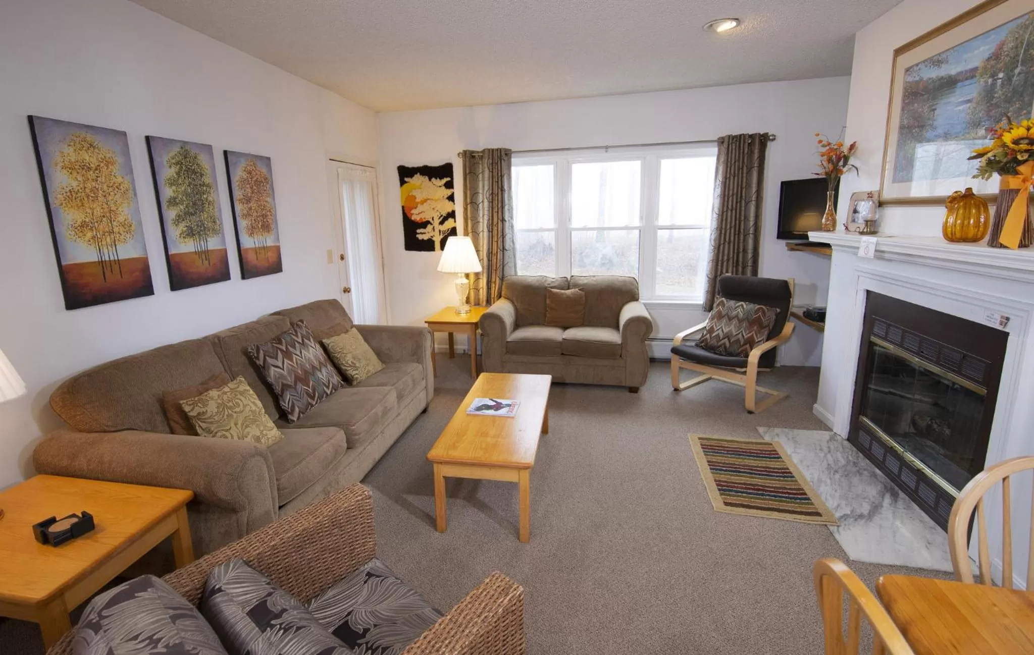 Living room in Winterplace on Okemo Mountain