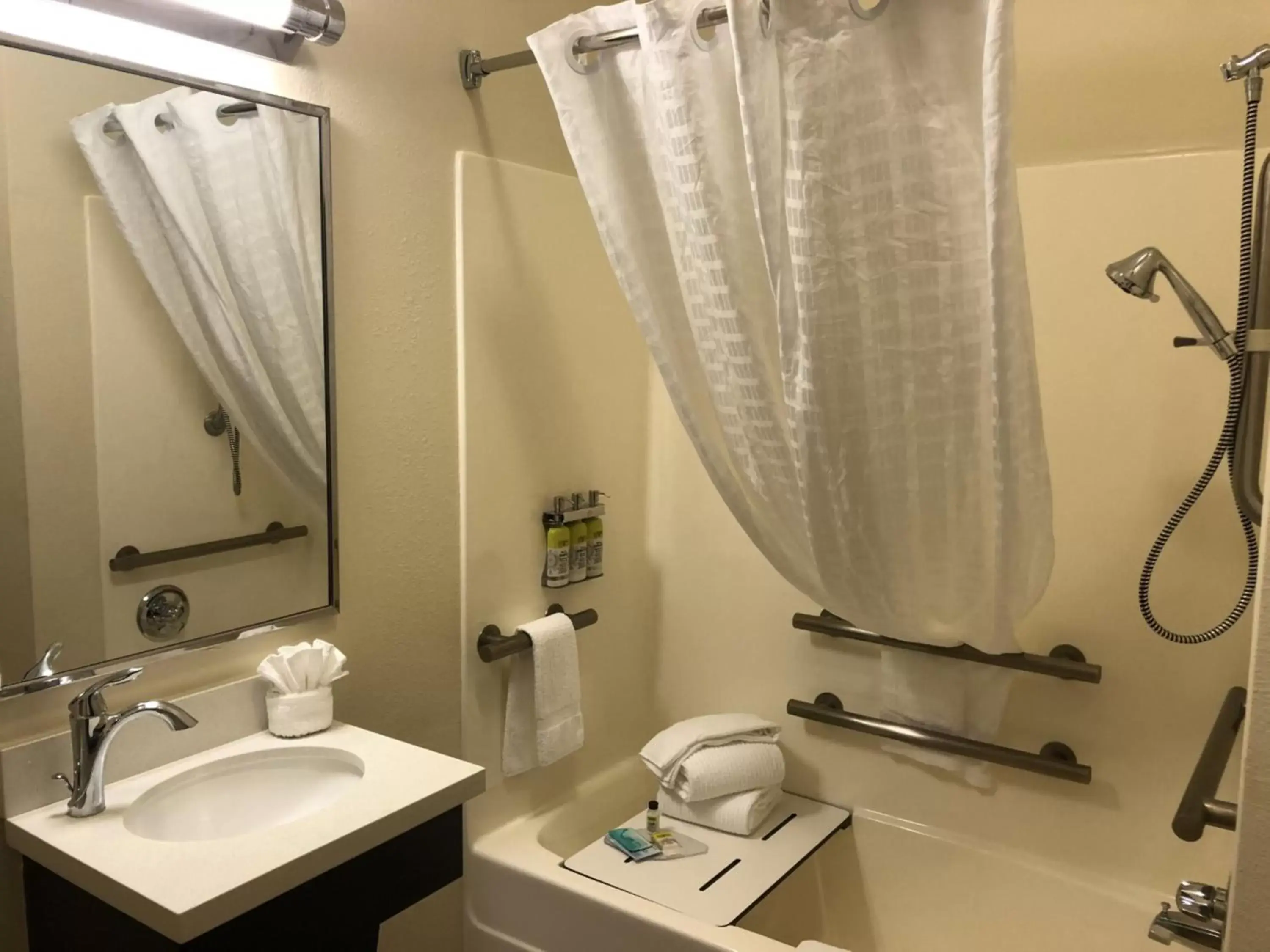 Bathroom, Coffee/Tea Facilities in Candlewood Suites Greenville NC, an IHG Hotel