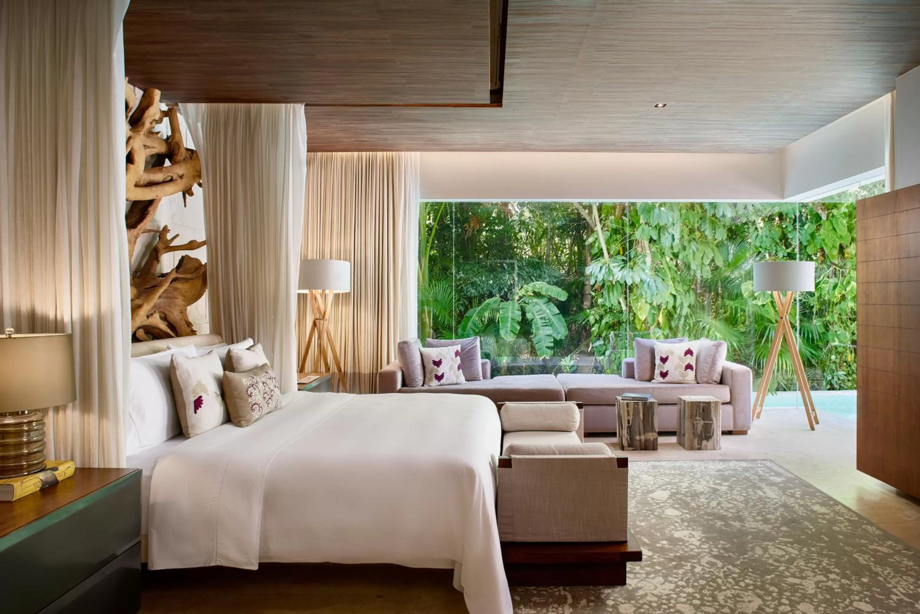 Seating area, Bed in Chablé Yucatan