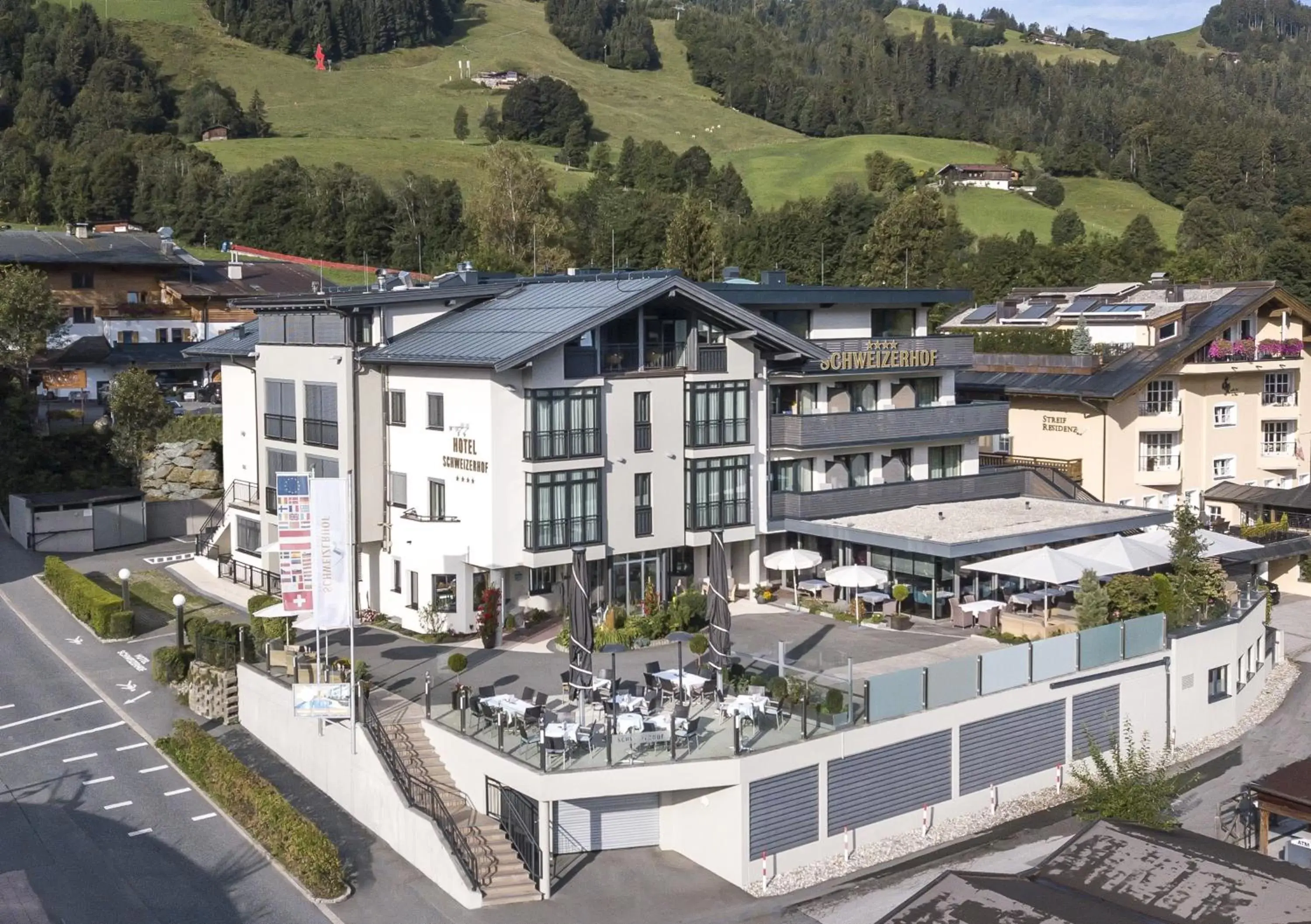 Property building, Bird's-eye View in Aktiv Hotel Schweizerhof Kitzbühel