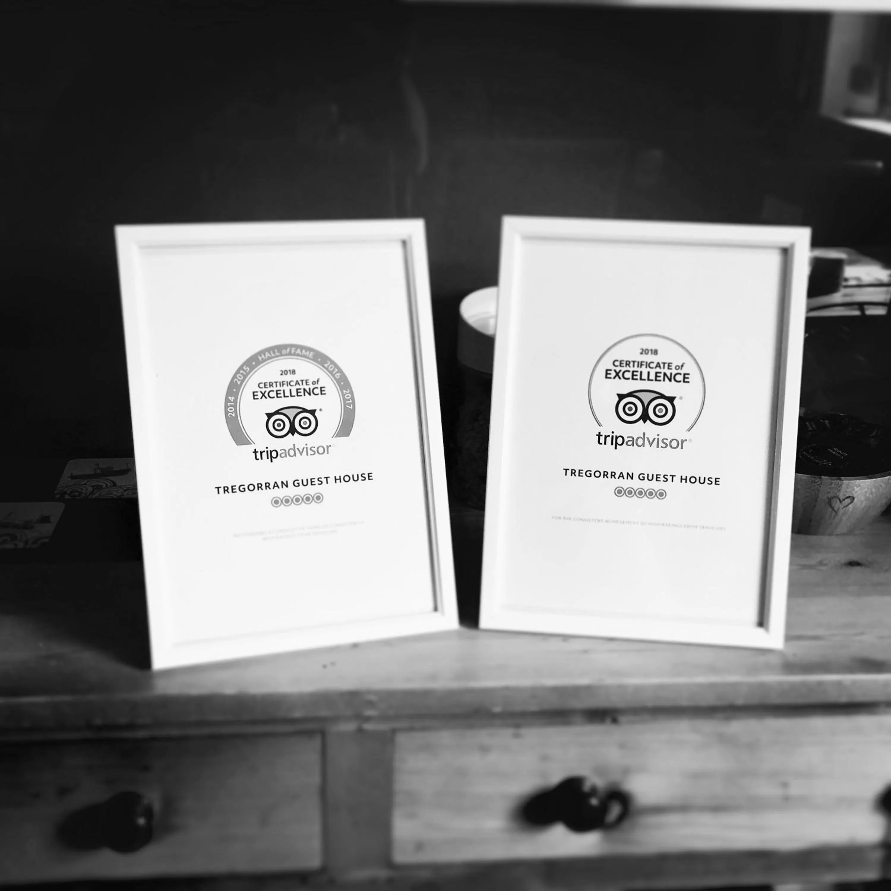 Certificate/Award in Tregorran Guest House Mevagissey