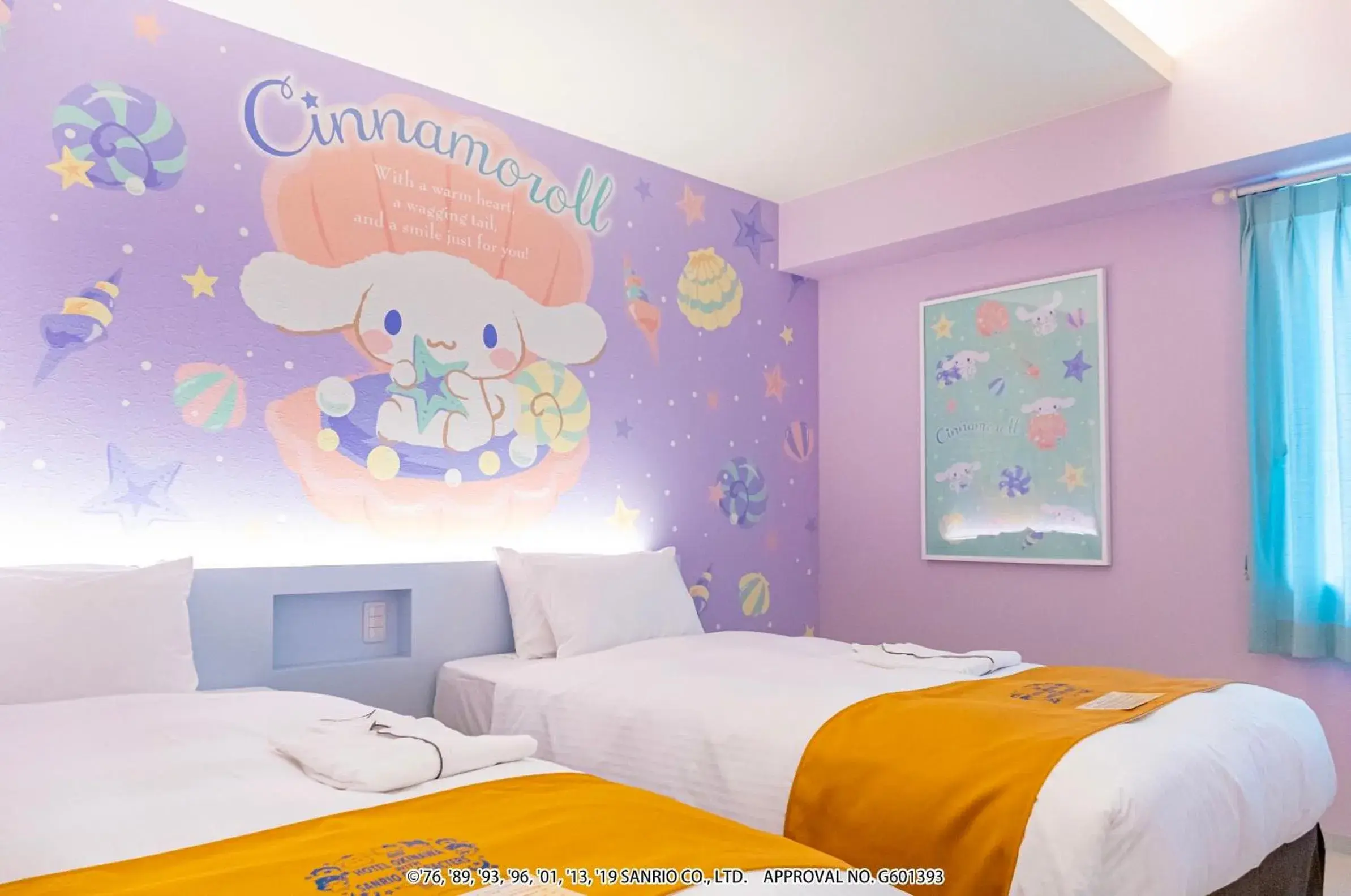 Bed in Hotel Okinawa With Sanrio Characters