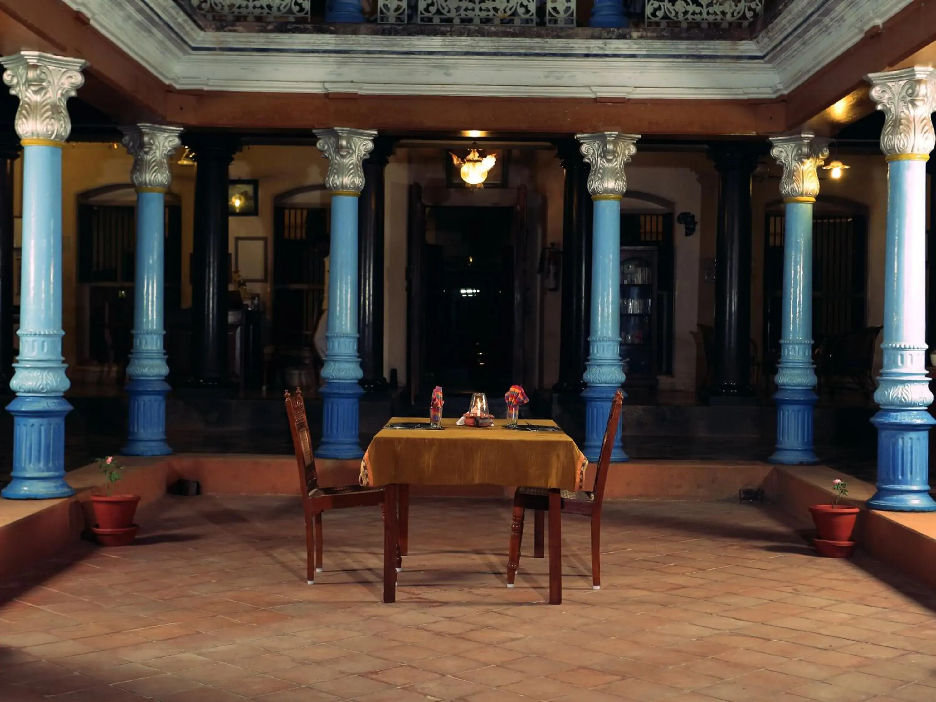 Dining Area in Chettinadu Mansion – An Authentic Heritage Palace