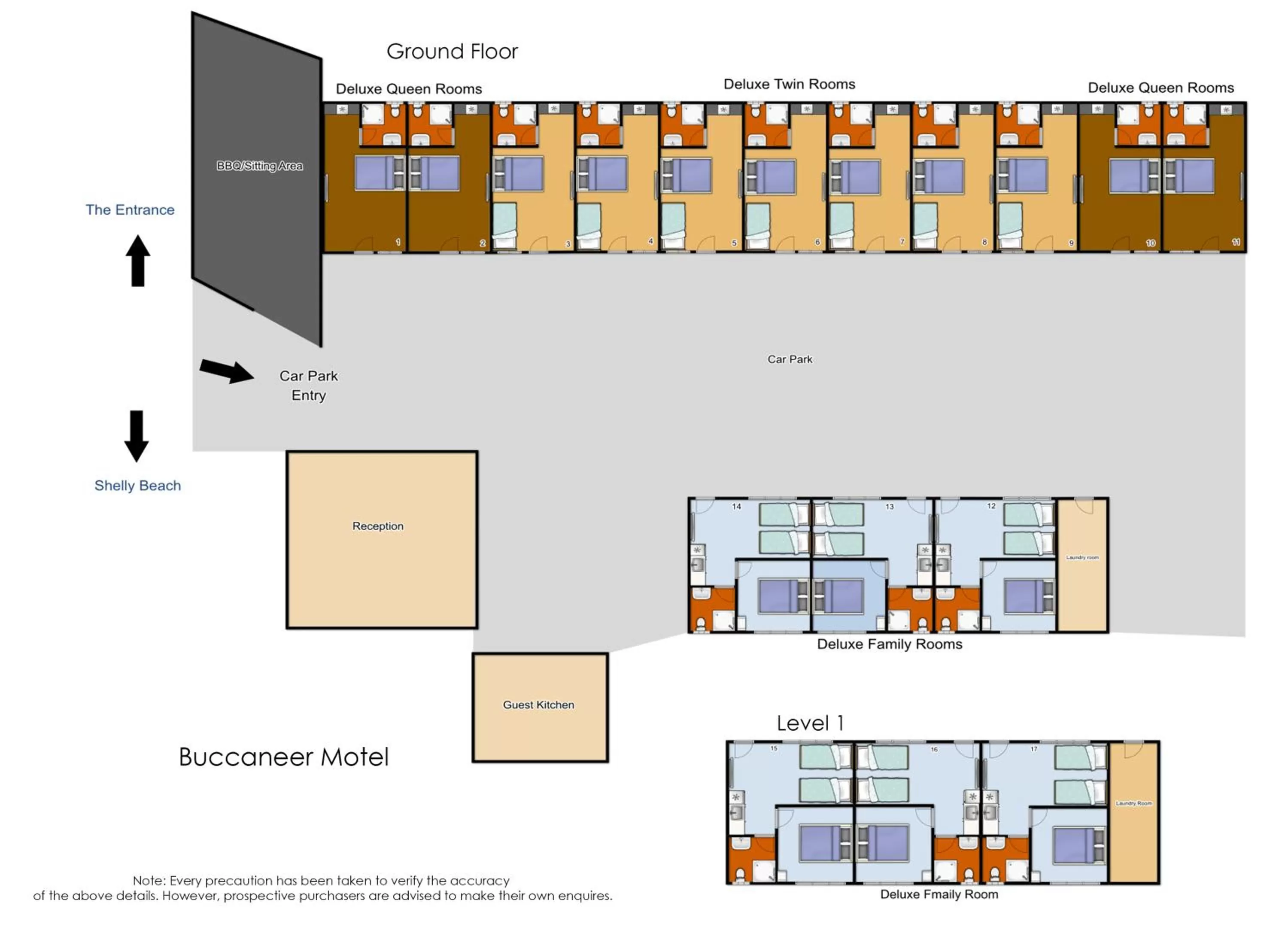 Floor plan in Buccaneer Motel