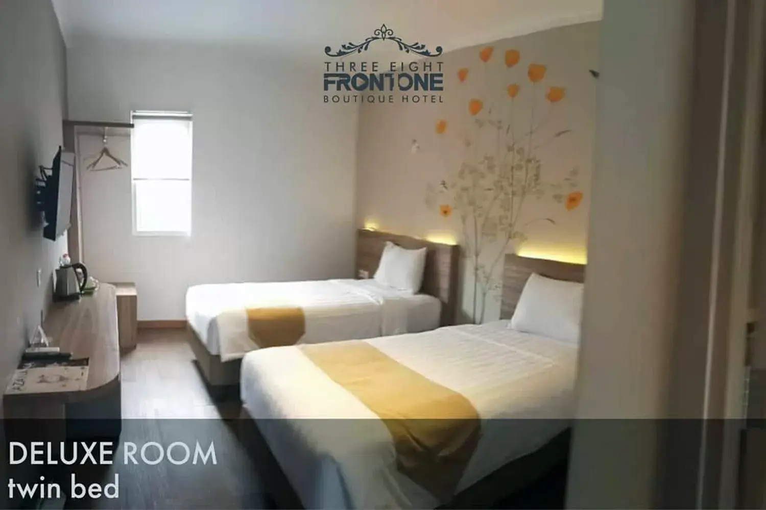 Deluxe Twin Room in Three Eight Front One Boutique Batu Malang Deluxe Twin Room in Three Eight Front One Boutique Batu Malang