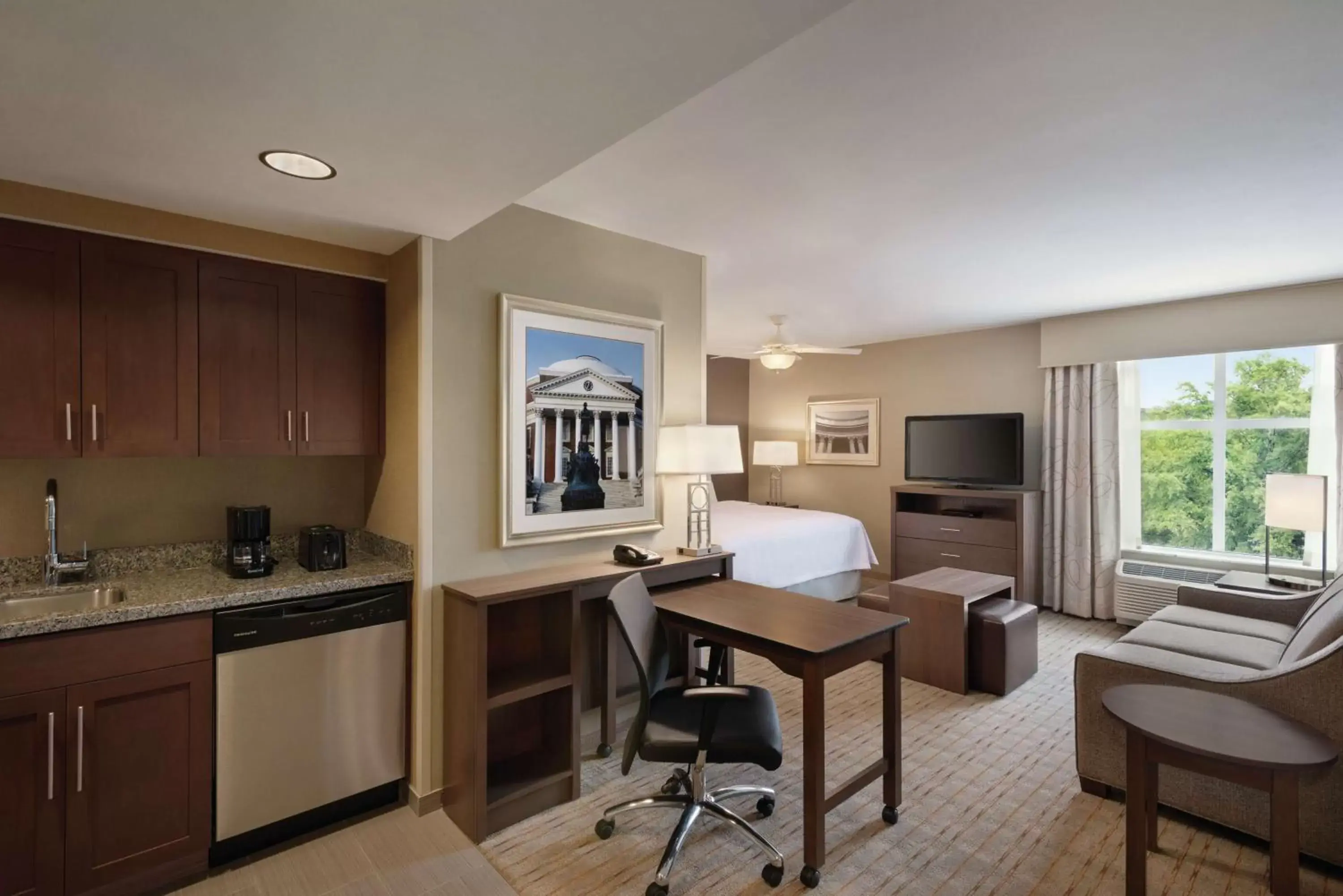 Bedroom, Kitchen/Kitchenette in Homewood Suites by Hilton - Charlottesville