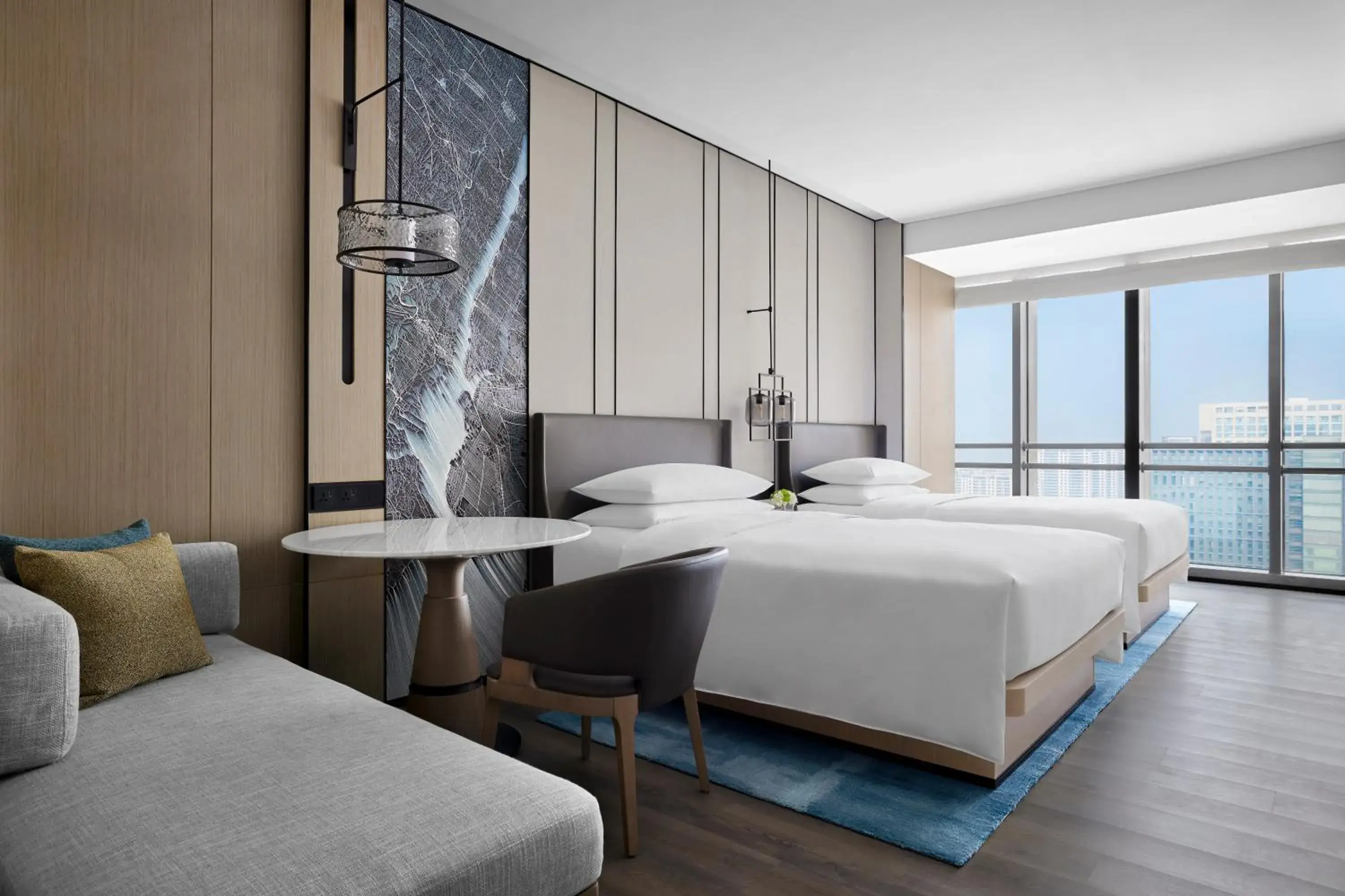 Premier Double Room with Two Double Beds and City View in Changzhou Marriott Hotel Jintan Premier Double Room with Two Double Beds and City View in Changzhou Marriott Hotel Jintan