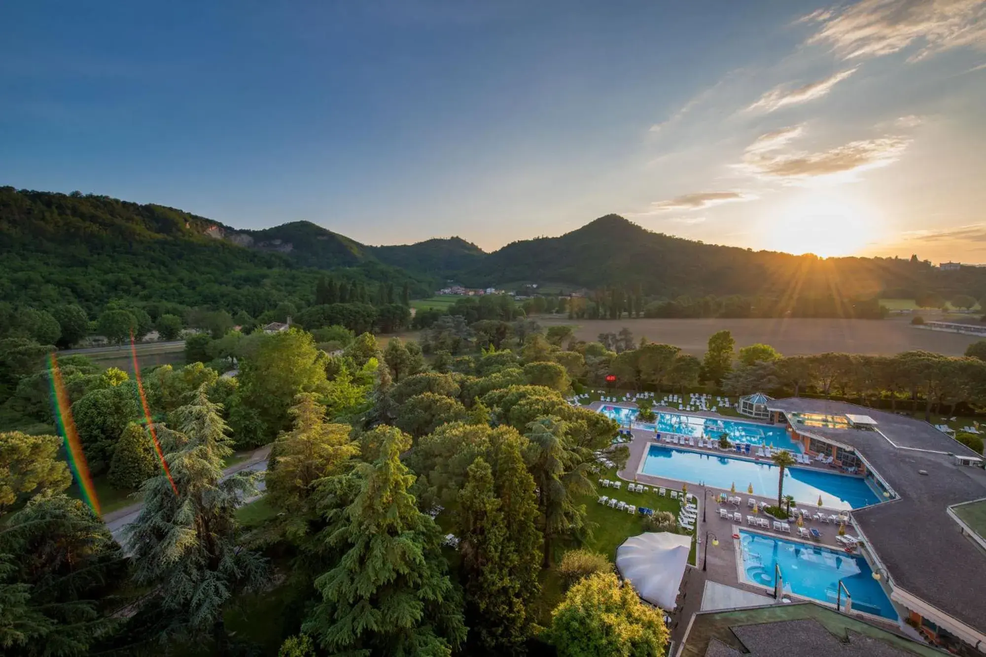 Sunset, Pool View in Apollo Terme Hotel