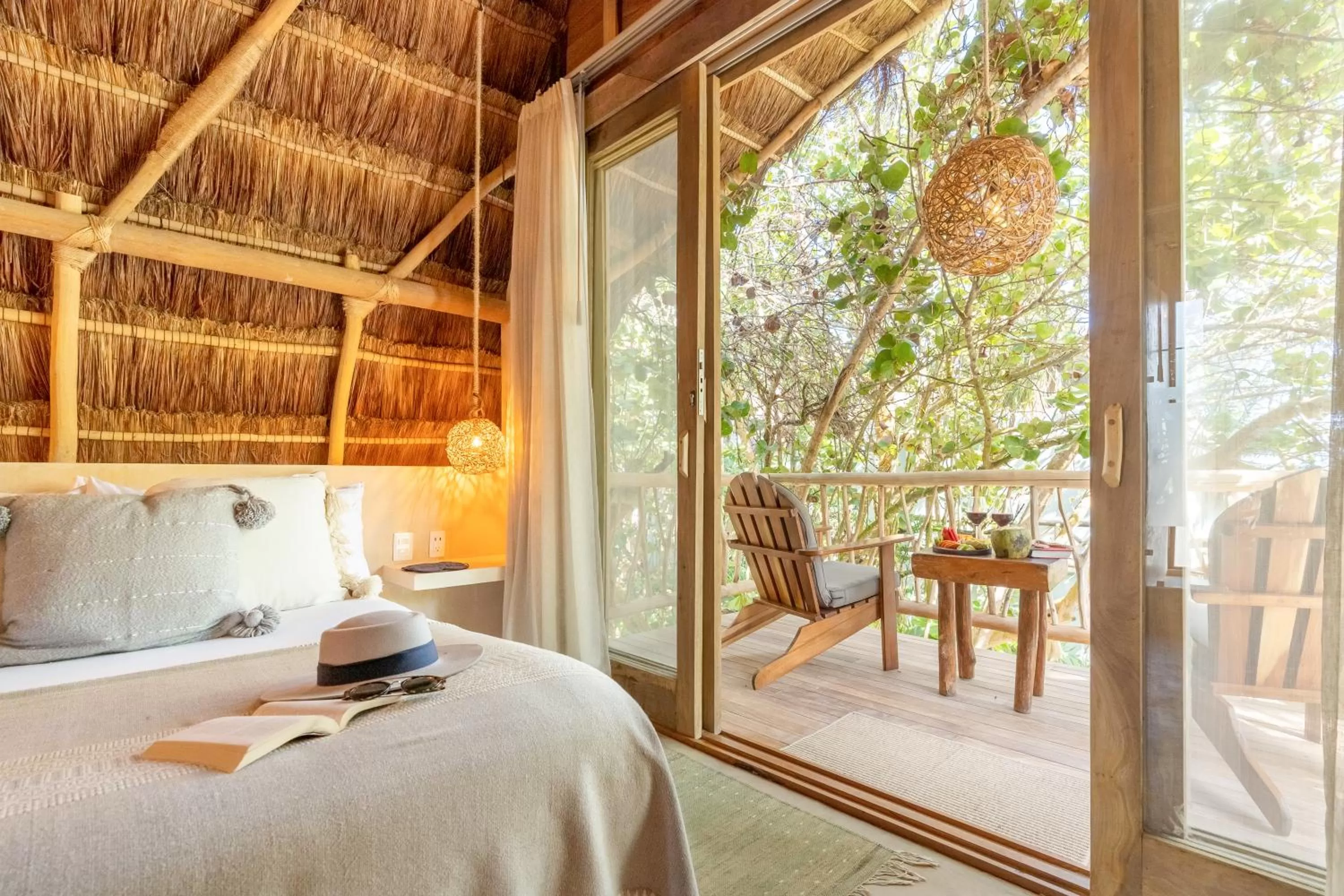 Balcony/Terrace, Bed in Ahau Tulum - Beachfront Hotel