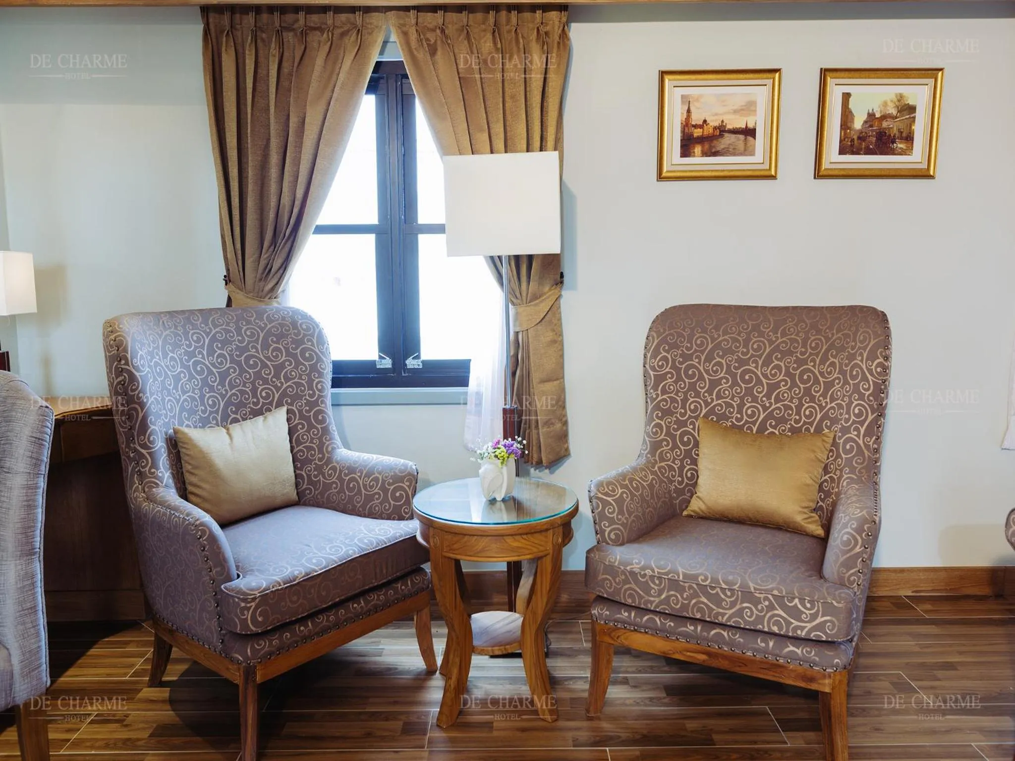 Seating area in Decharme Hotel