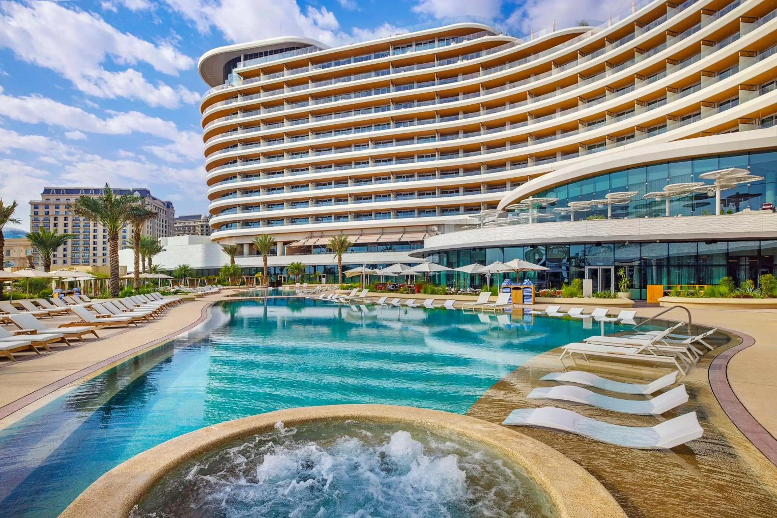 Pool view in Waldorf Astoria Doha Lusail Pool view in Waldorf Astoria Doha Lusail