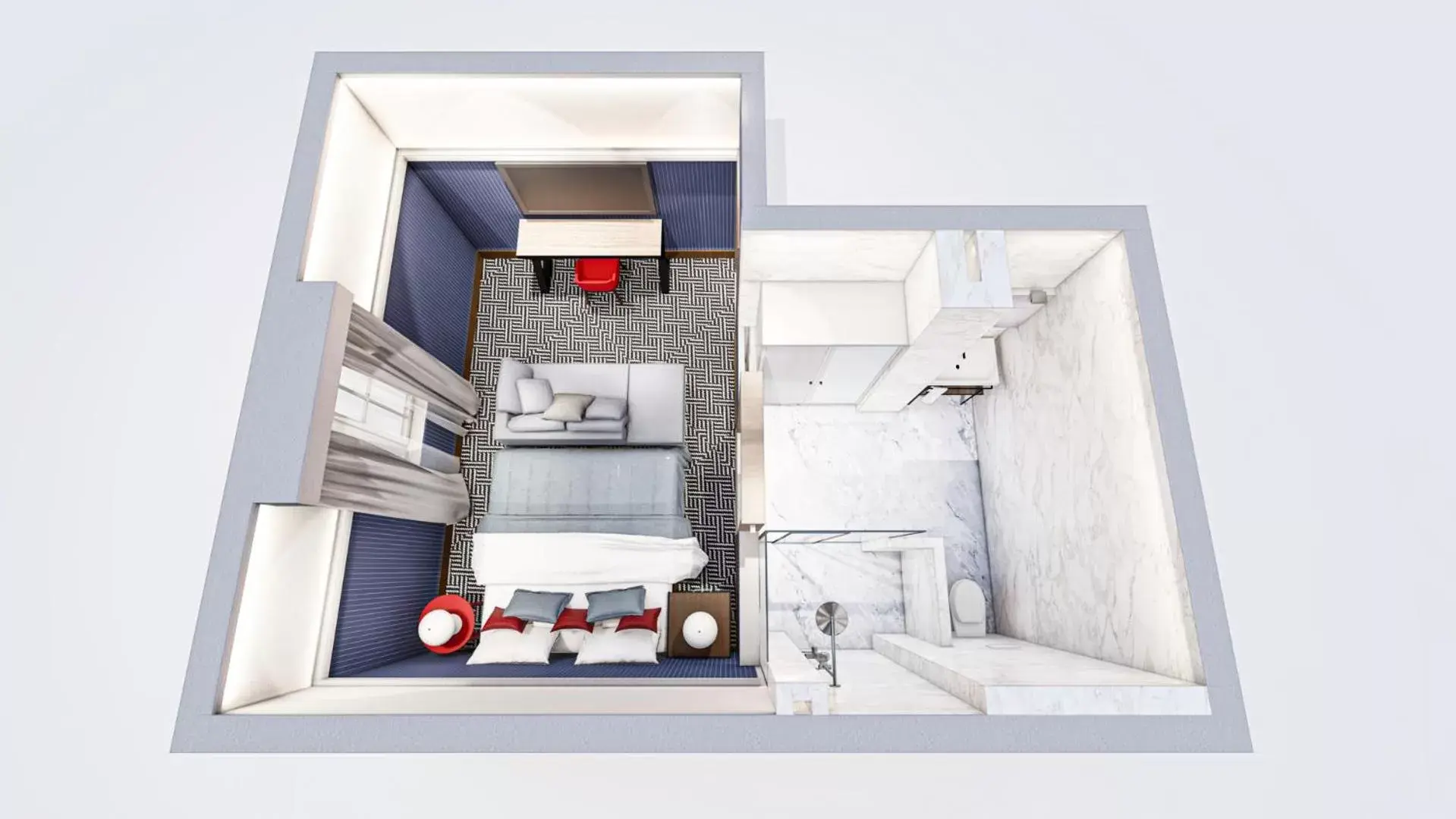 Photo of the whole room, Floor Plan in Hotel D Geneva