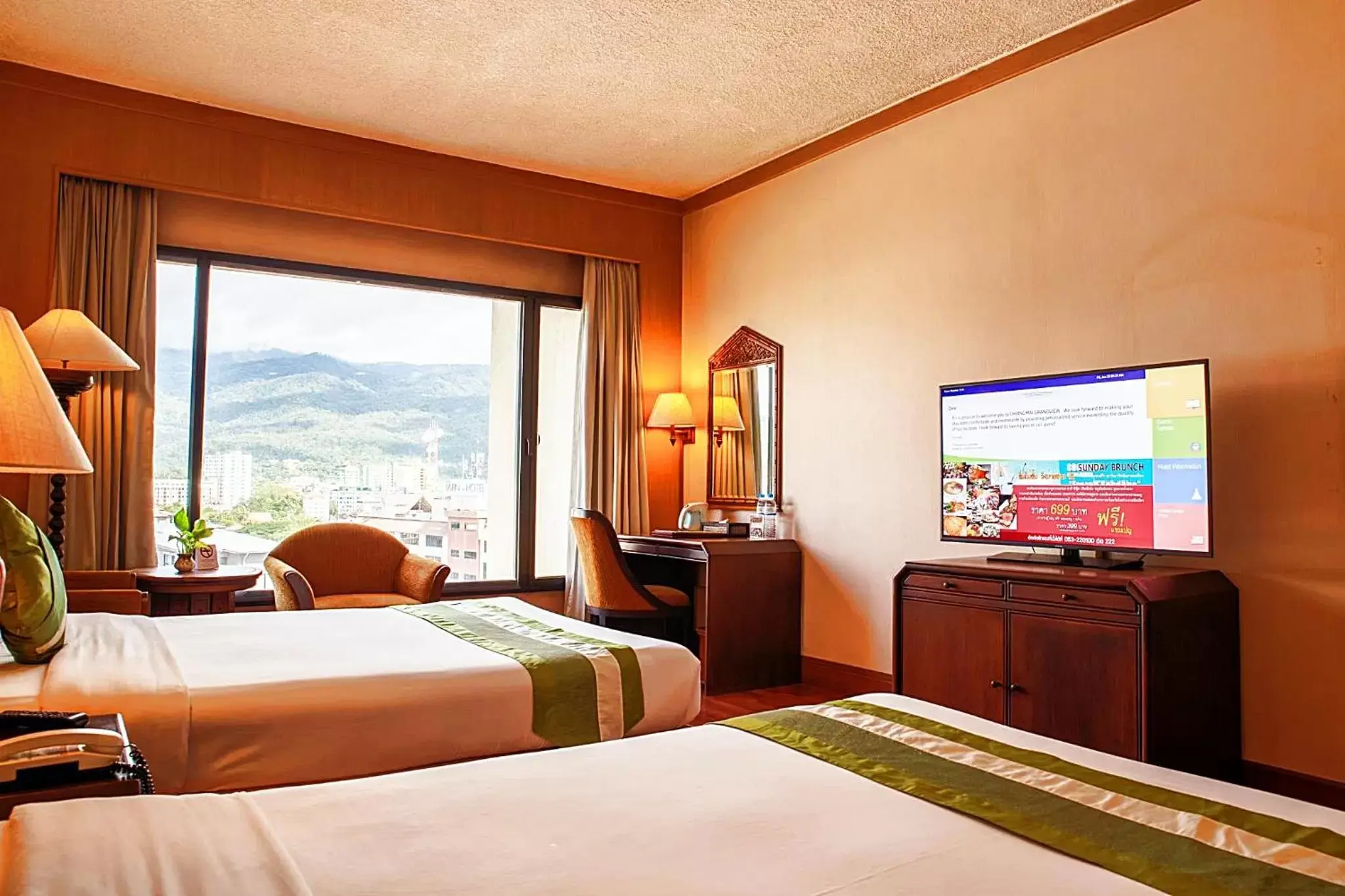 Bed, Mountain View in Chiangmai Grandview Hotel & Convention Center - SHA Extra Plus