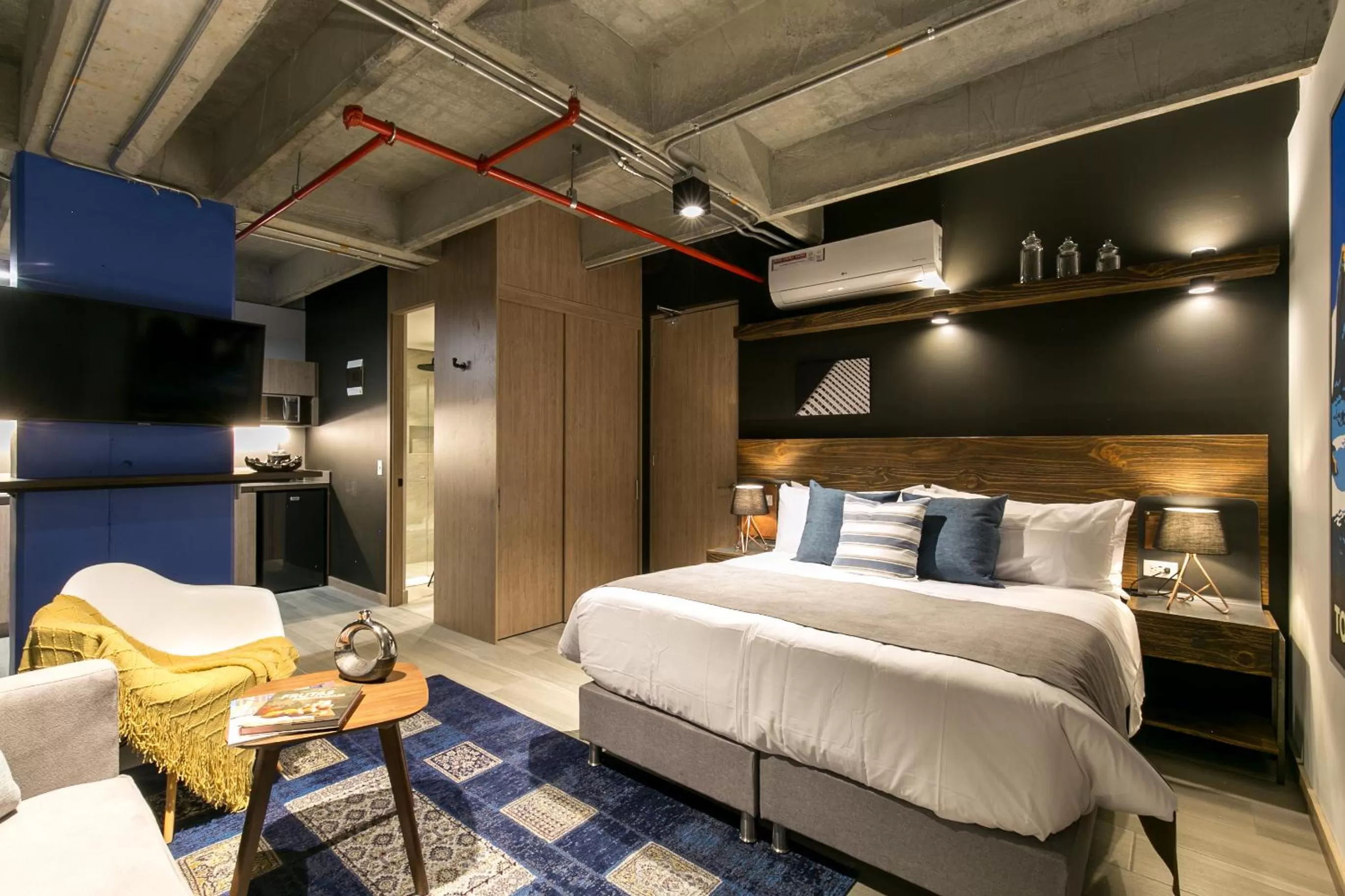 Bed in Factory Lofts Hotel