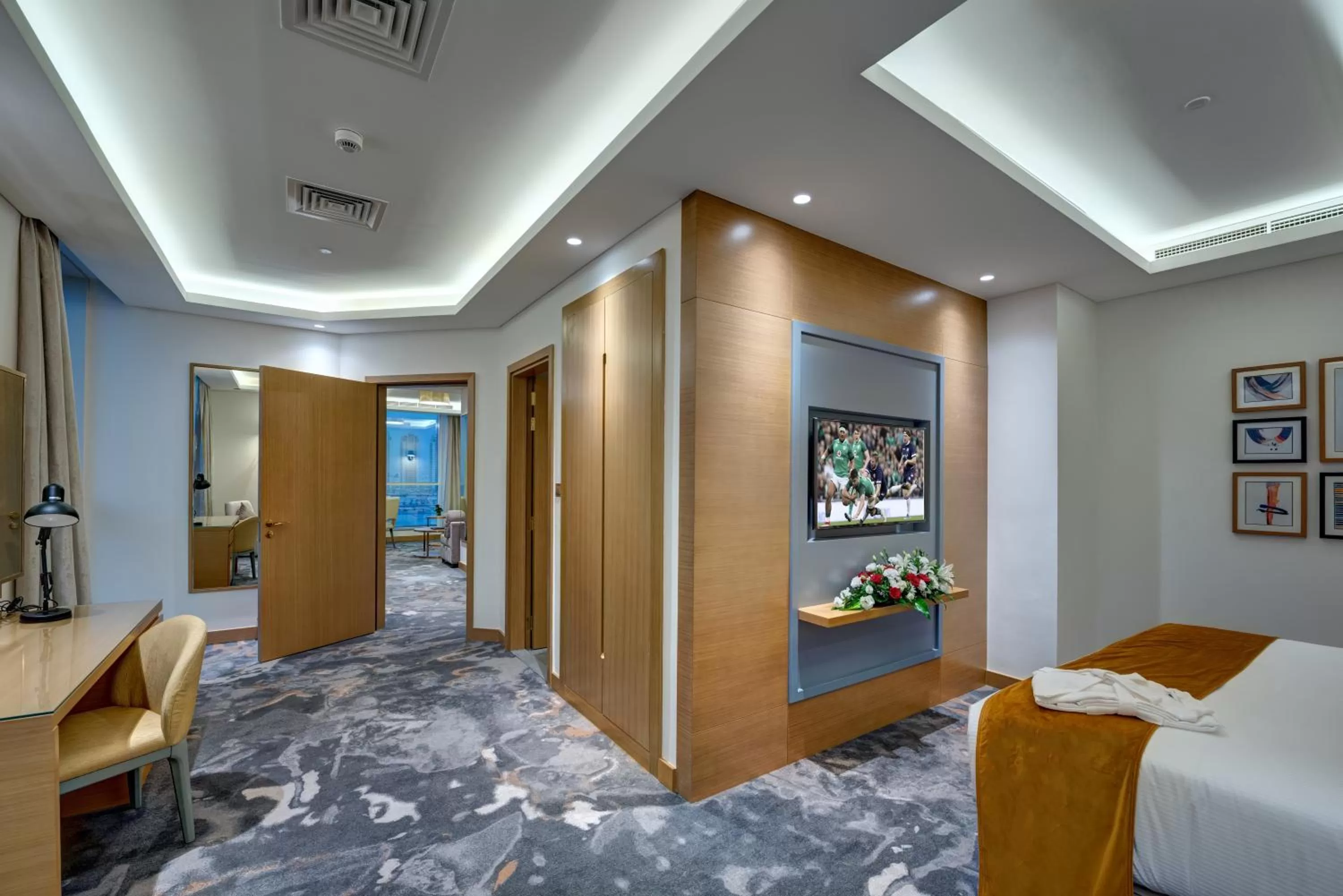 Living room, Bed in The S Hotel Al Barsha